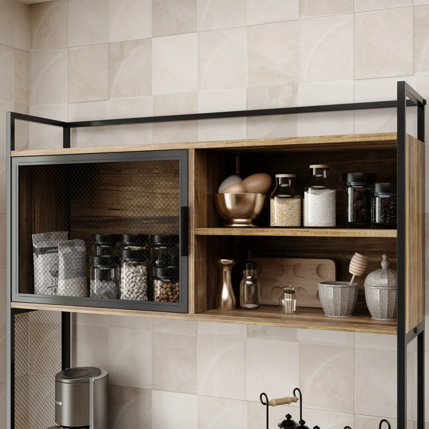 Large Buffet with Hutch,Kitchen Pantry Cupboard Sideboard
