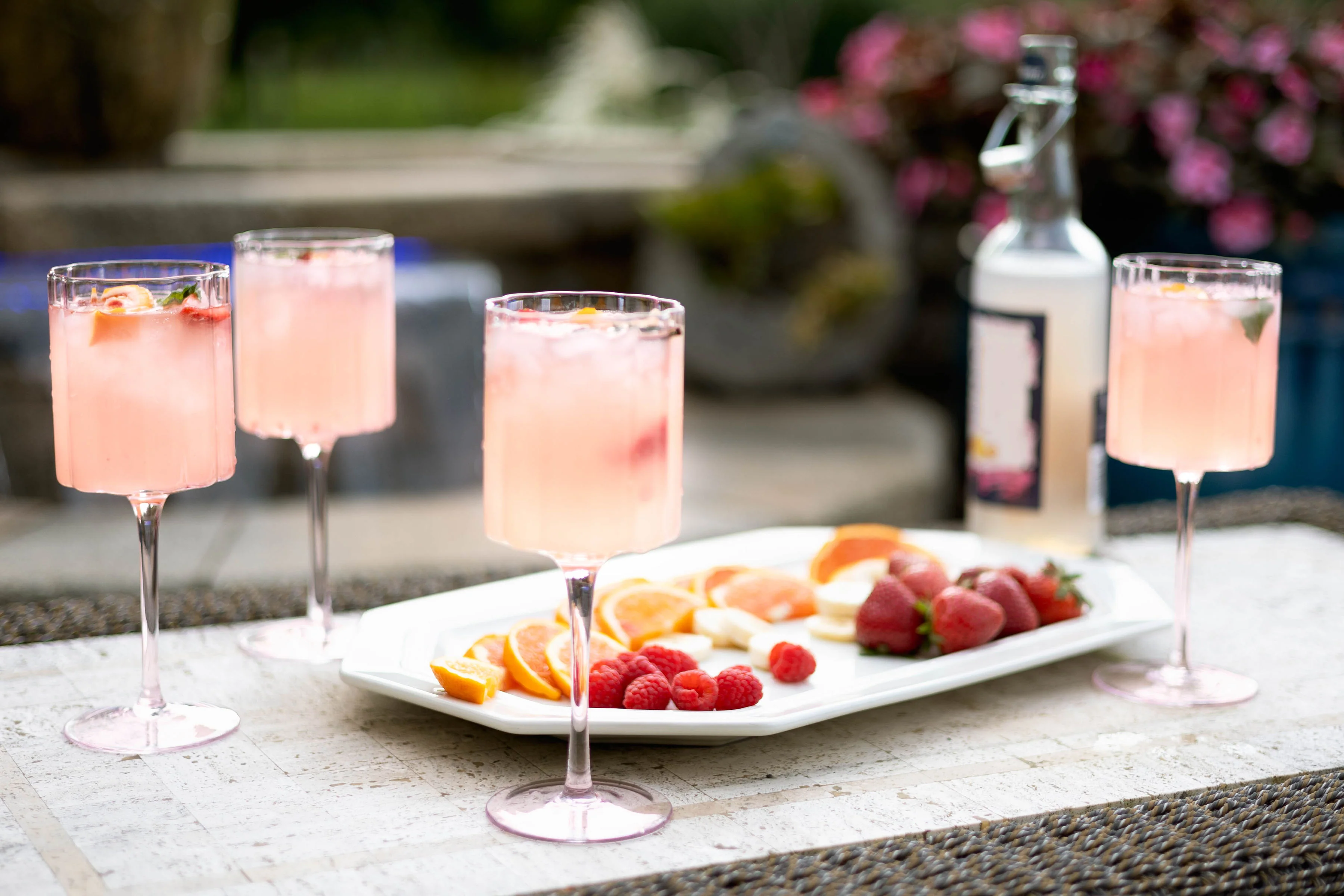 Jeanne Fitz Scalloped Rim Fluted Wine Glass, Set of 4, 12oz, Blush