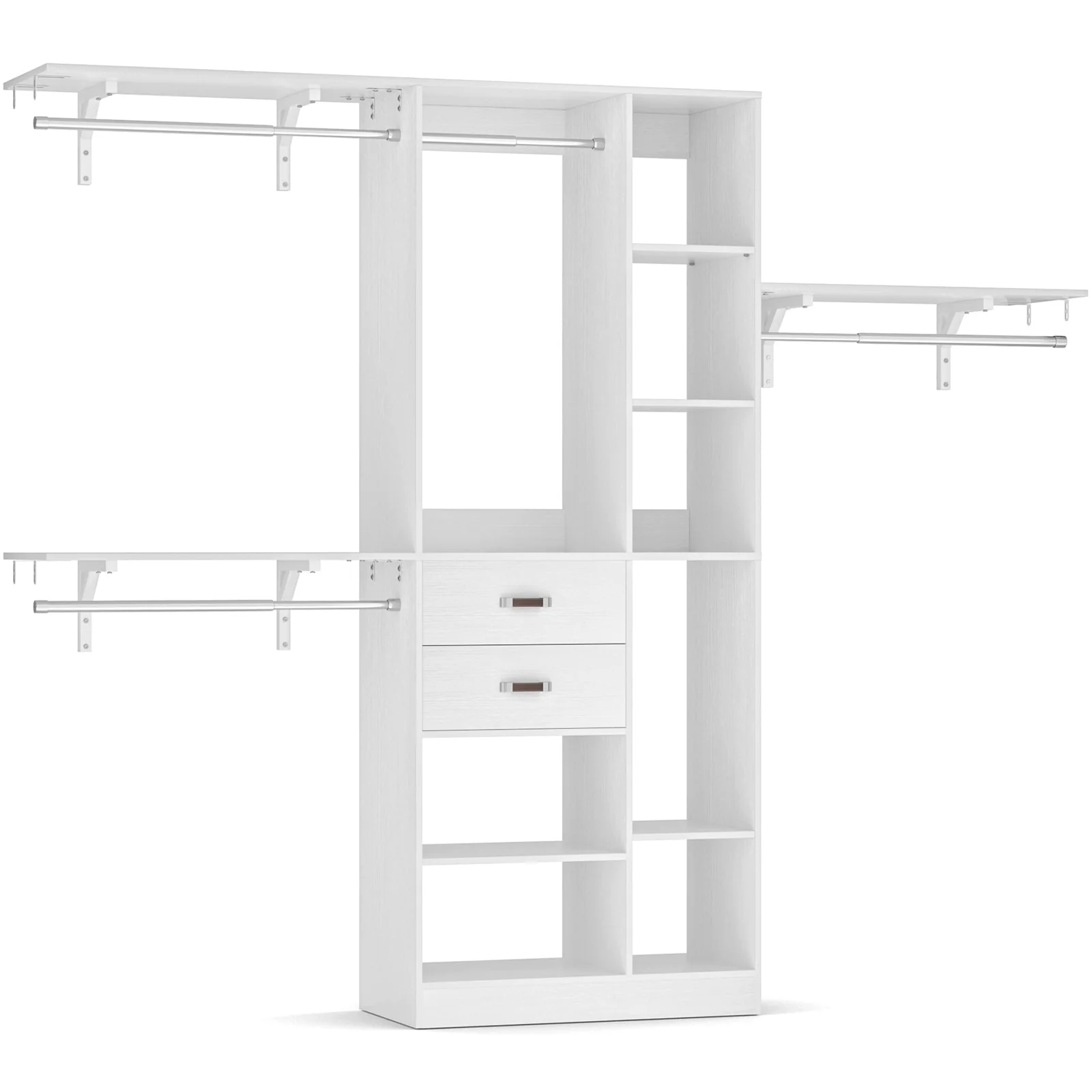 31.5'' to 96'' W Closet Organizer System with Drawers and Tower Shelves for Reach-in and Walk-in Closet