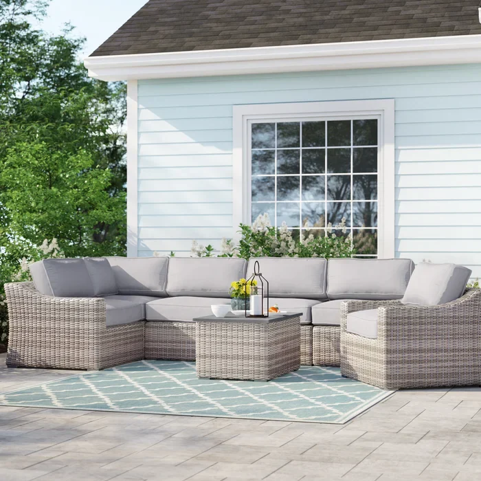 5-Person All-Weather Wicker Sectional Seating Set