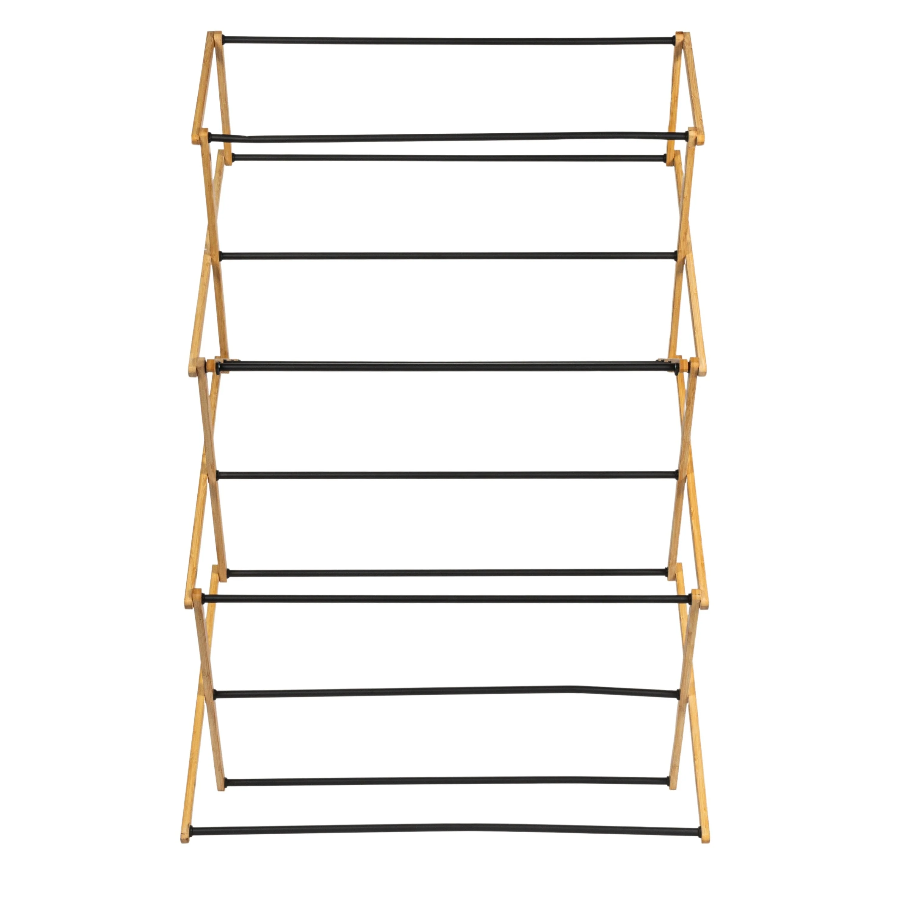 Household Essentials Bamboo Folding Clothes Drying Rack with 14 Coated Metal Dowels - 29.3