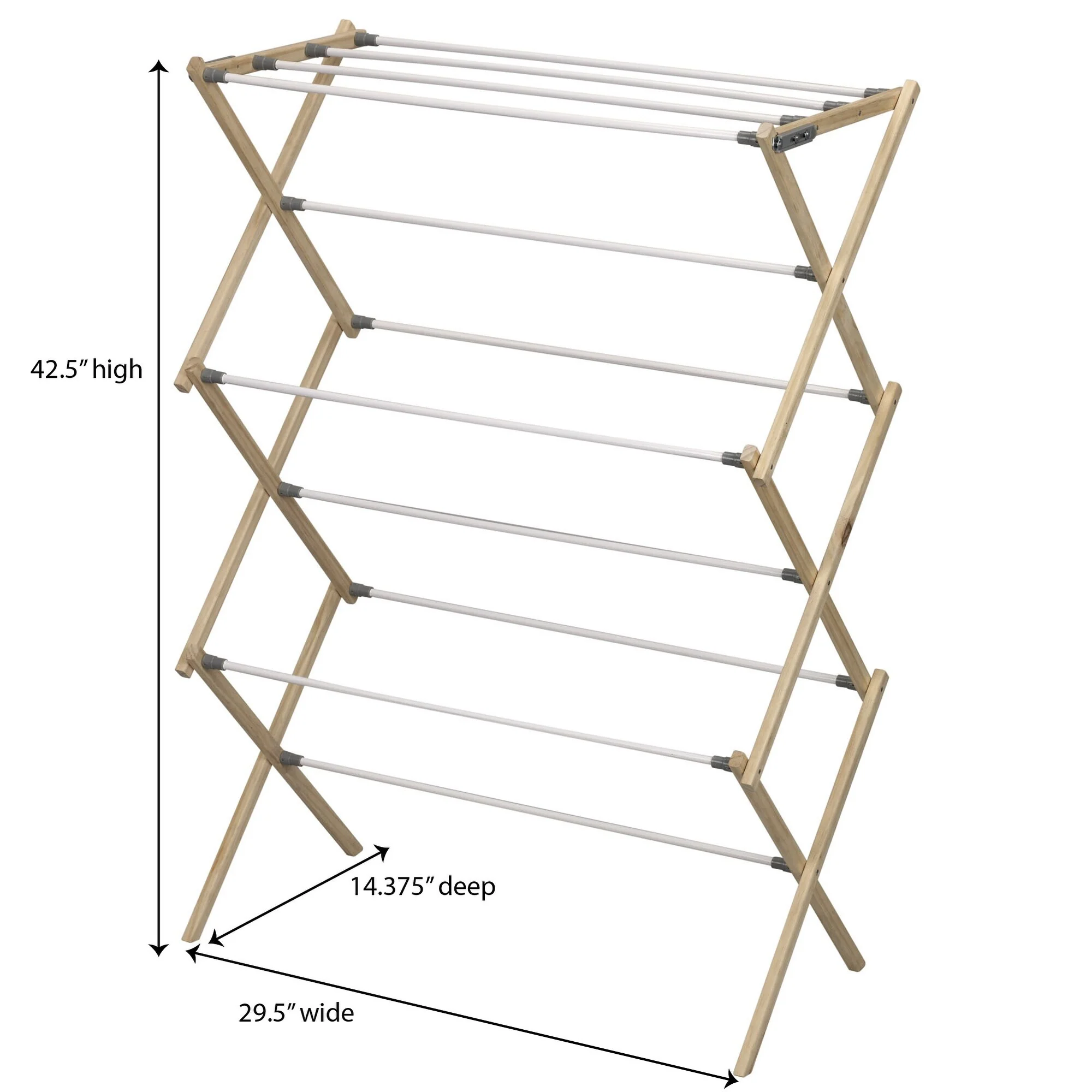 Household Essentials Pine Wood X-Frame Drying Rack