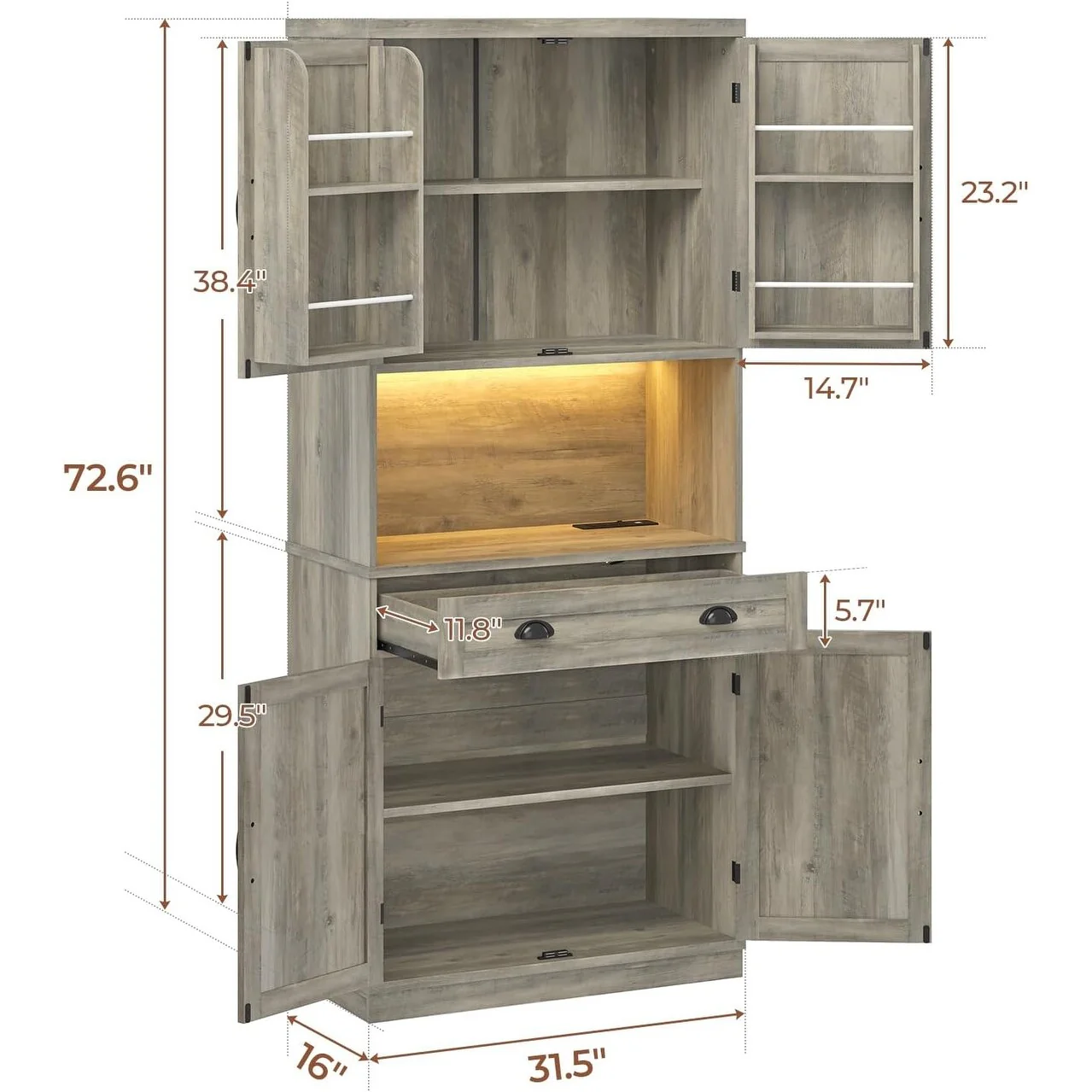 Farmhouse Kitchen Storage Cabinet Pantry Cabinet Home Bar