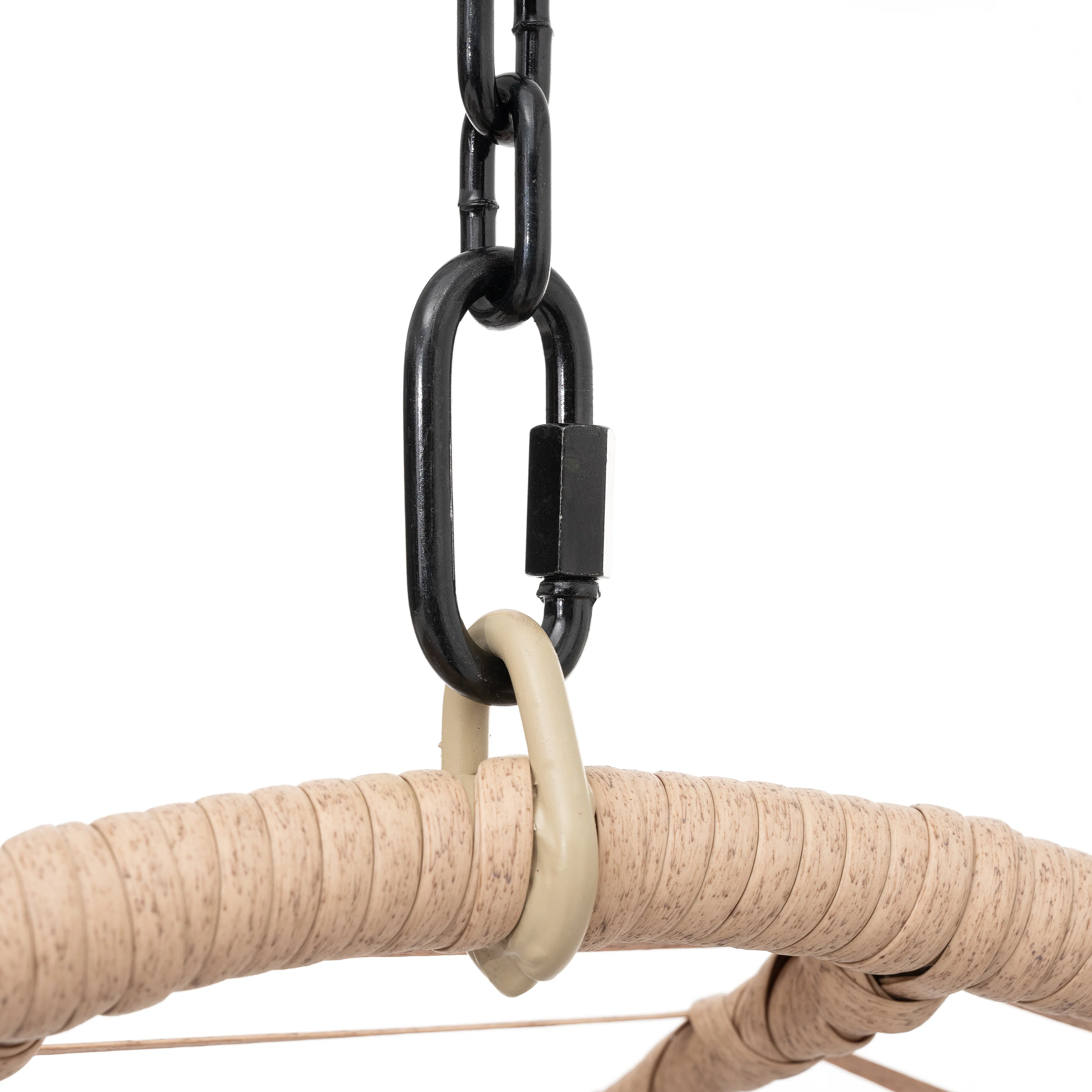 Outdoor Swing Egg Chair with Beige Cushion