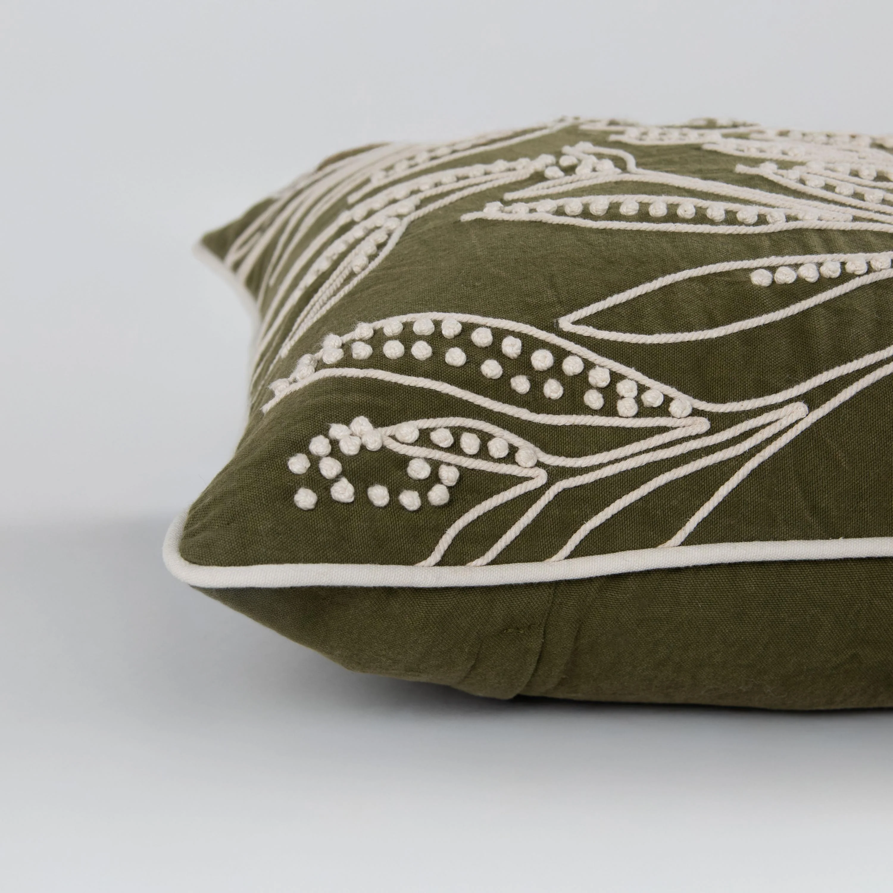 Botanical Embroidered Throw Pillow