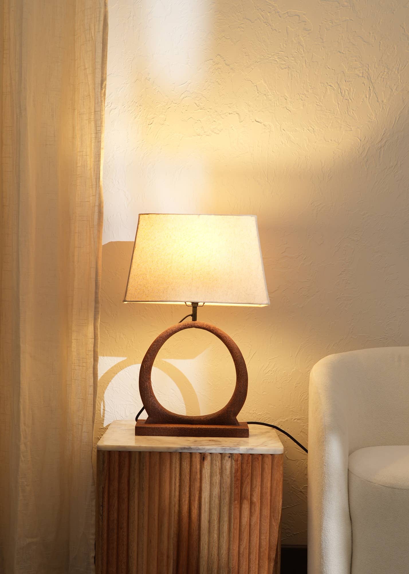 Decorative Table Lamp with Wooden Base