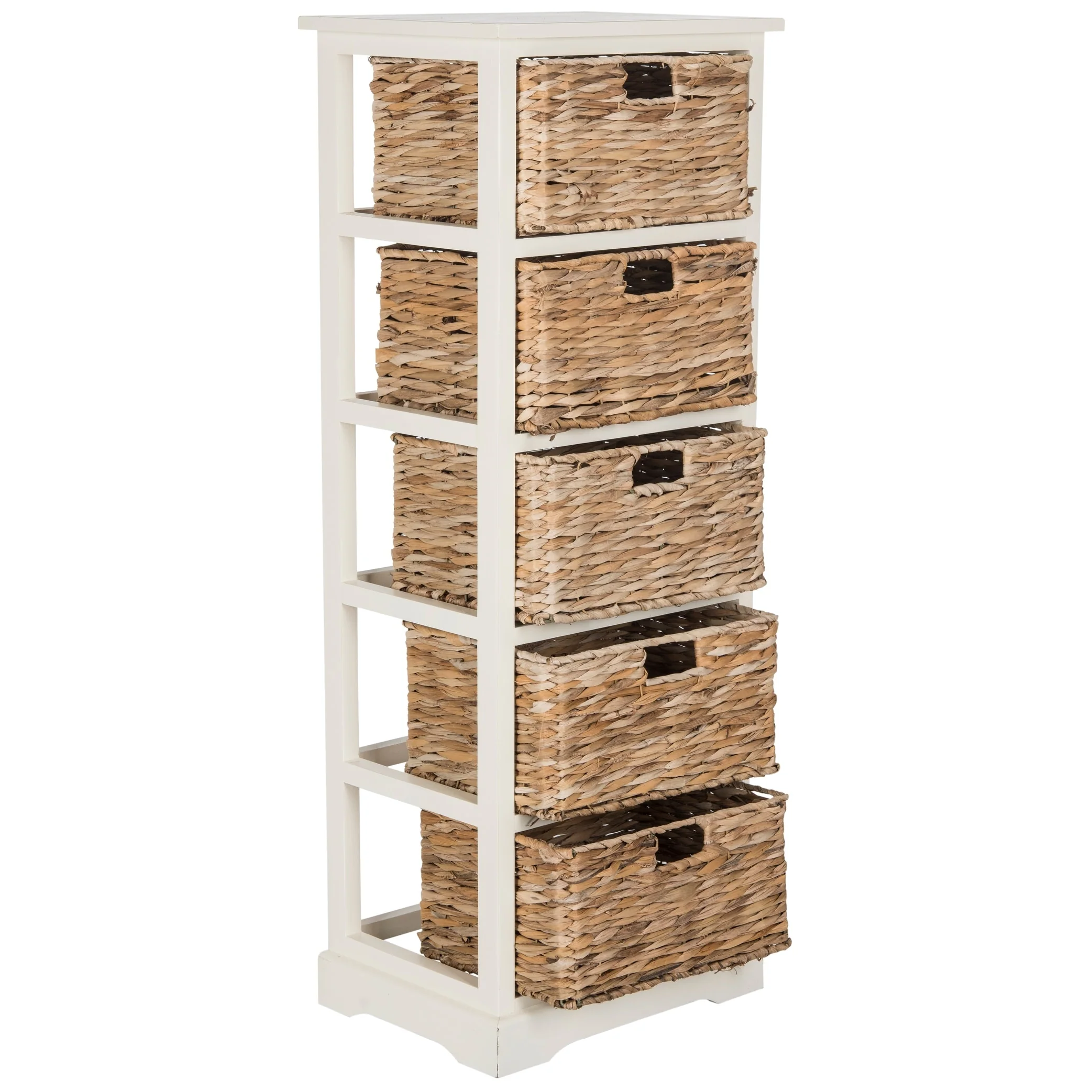 SAFAVIEH Faith Distressed Black 5-Drawer Wicker Basket Storage Tower - 17.3