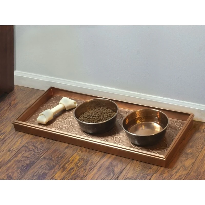 Double Circles Boot Tray for Boots, Shoes, Plants, Pet Bowls, and More, Dark Zinc, Gray Finish by Good Directions