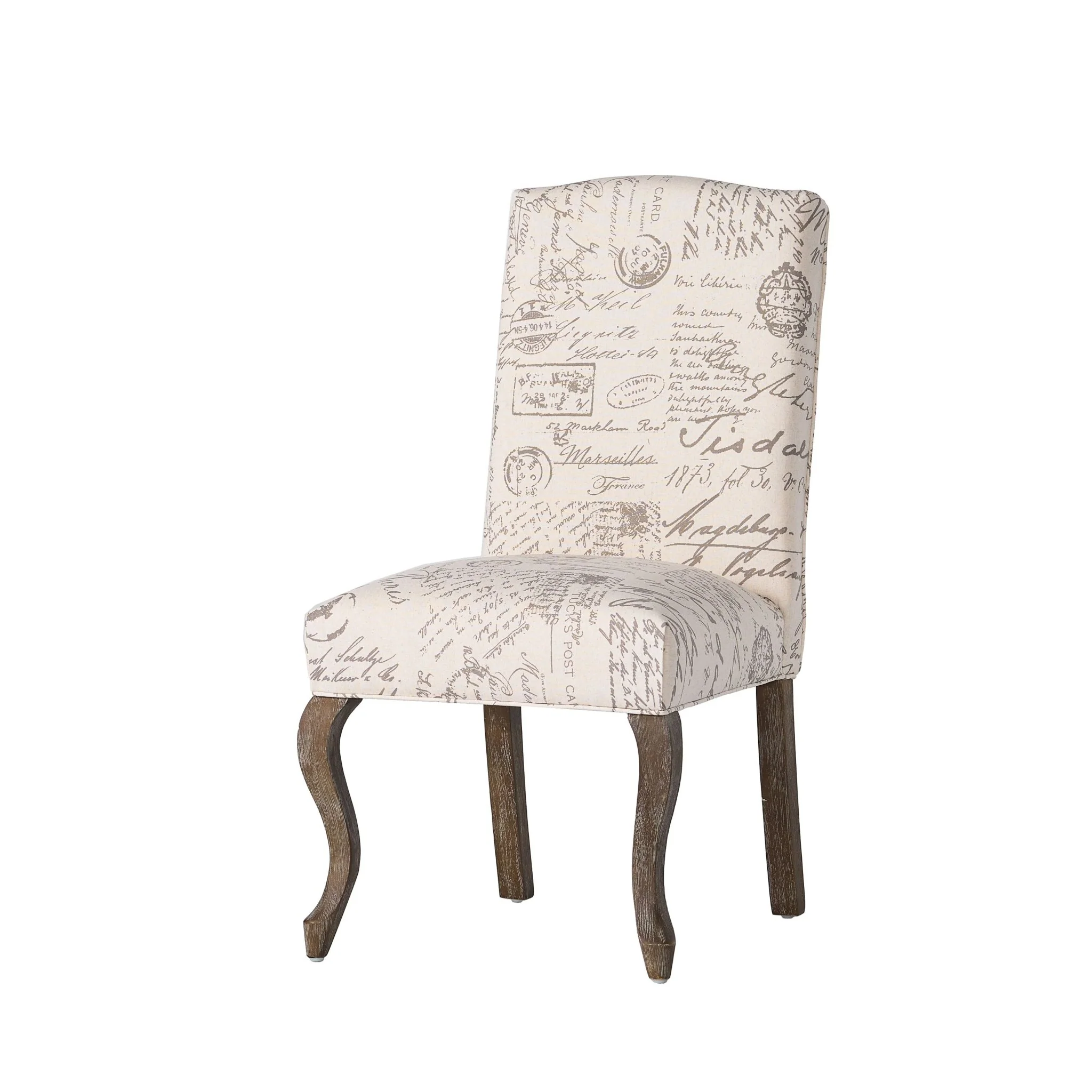 Upholstered Dining Chair with French Handwriting Design Pattern