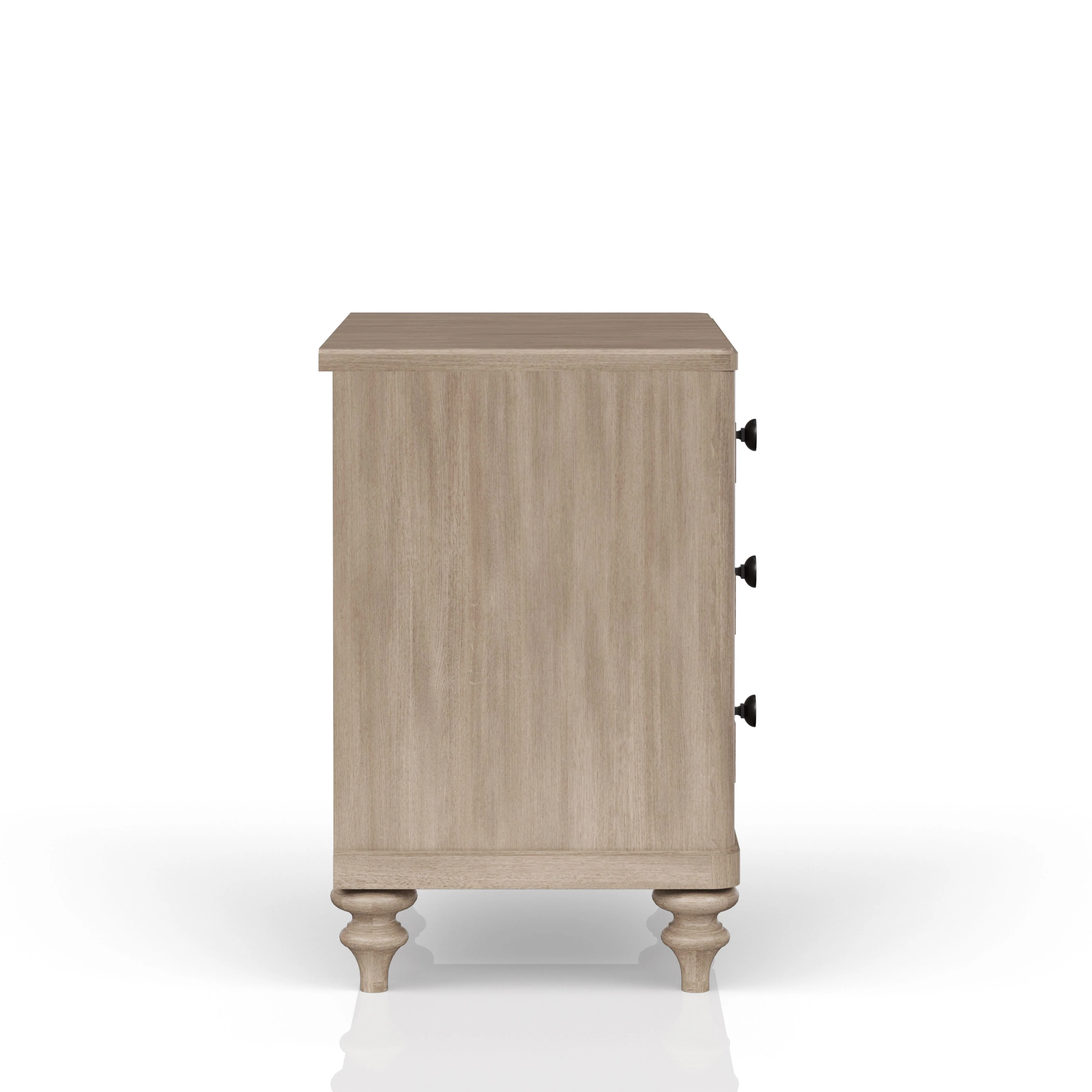 Solid Wood Nightstand with 3 Drawers