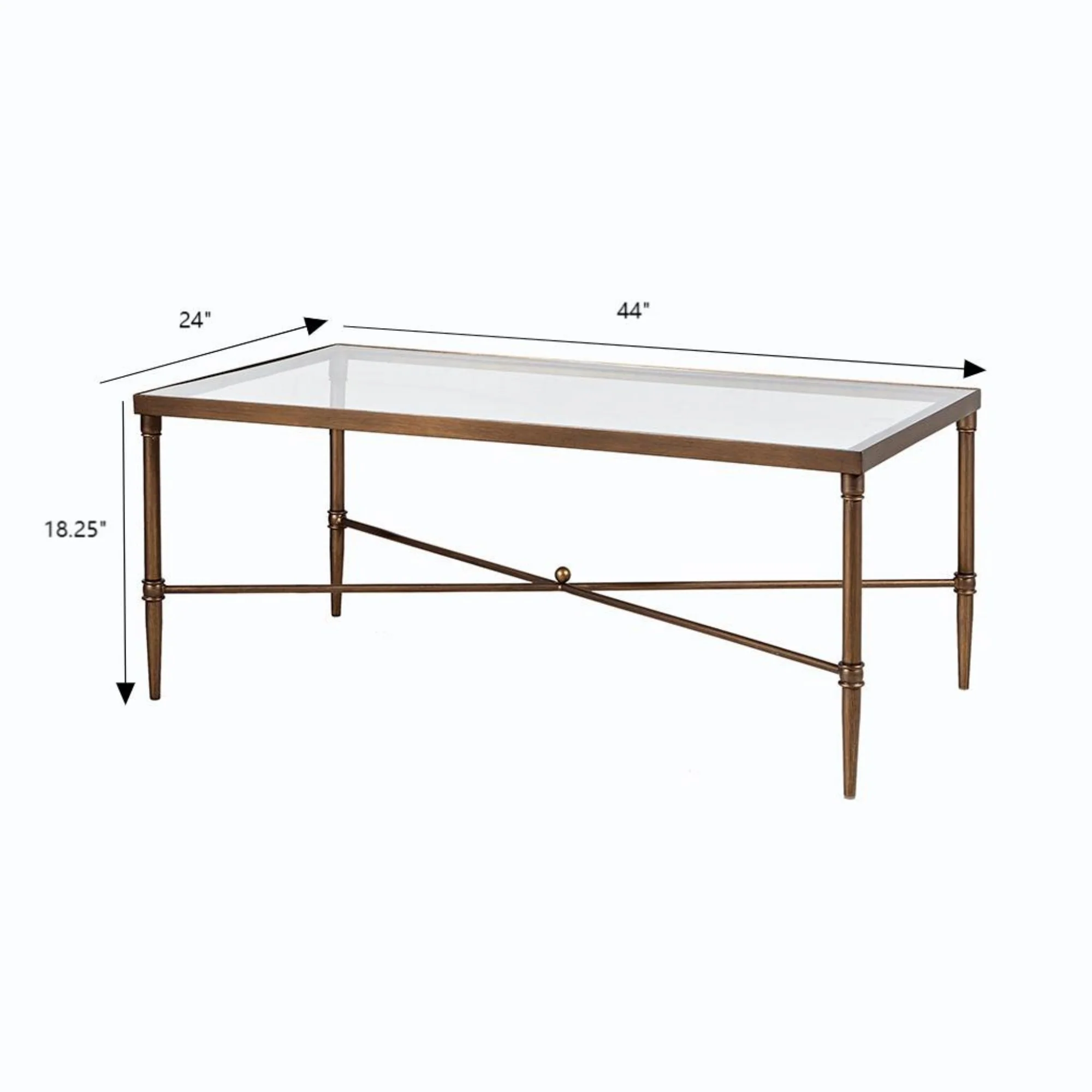 Bronze Coffee Table with Tempered Glass Top