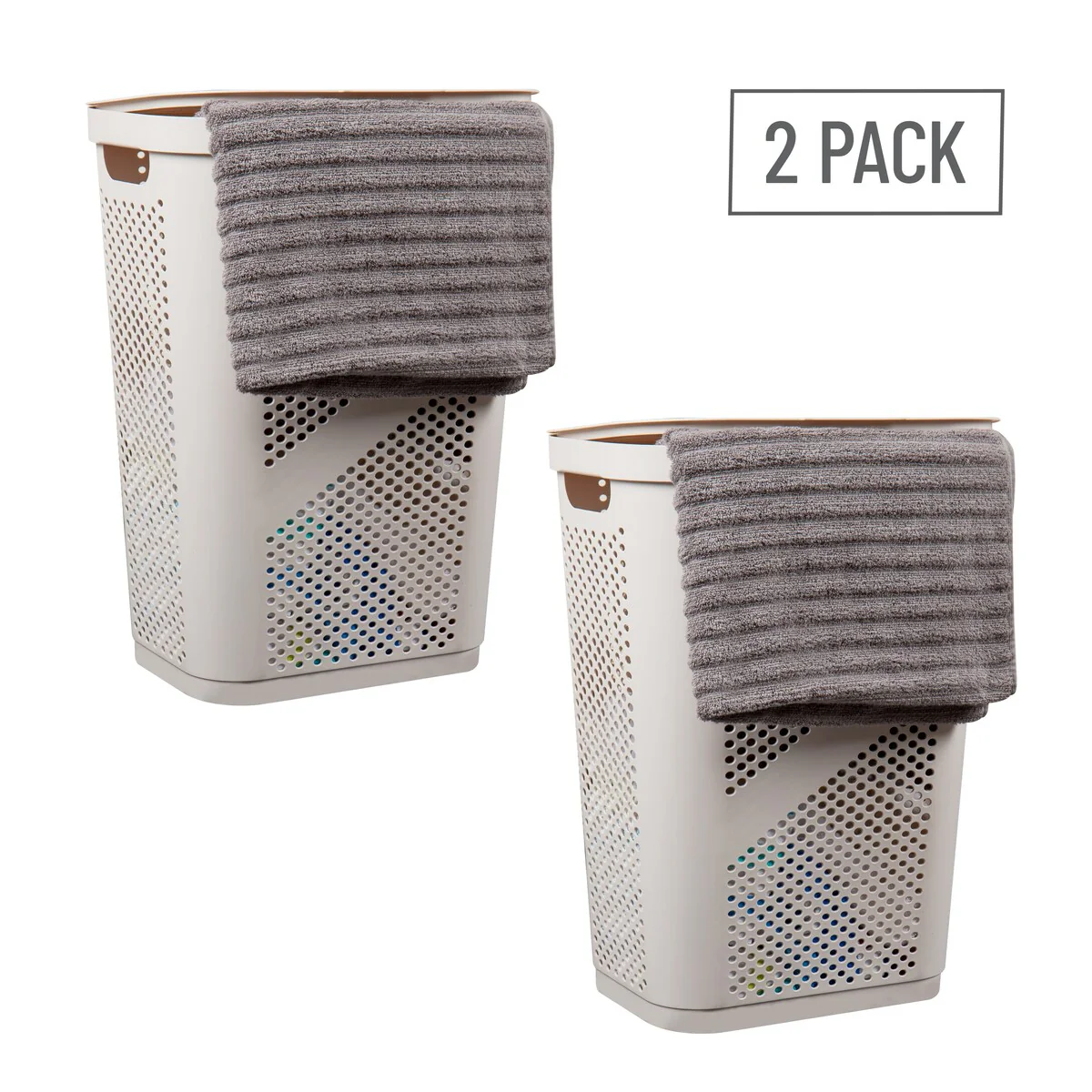 Mind Reader 60L Slim Laundry Hamper, Clothes Basket, Lid, Ventilated, Plastic, 17.25