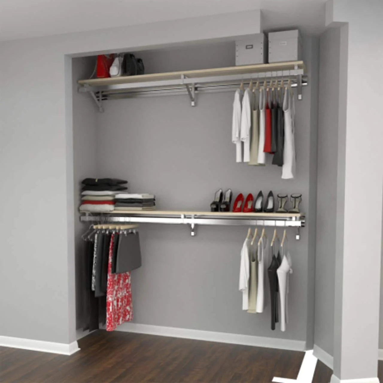 arrange a SPACE RCMBX Double Shelf-Hang Closet System