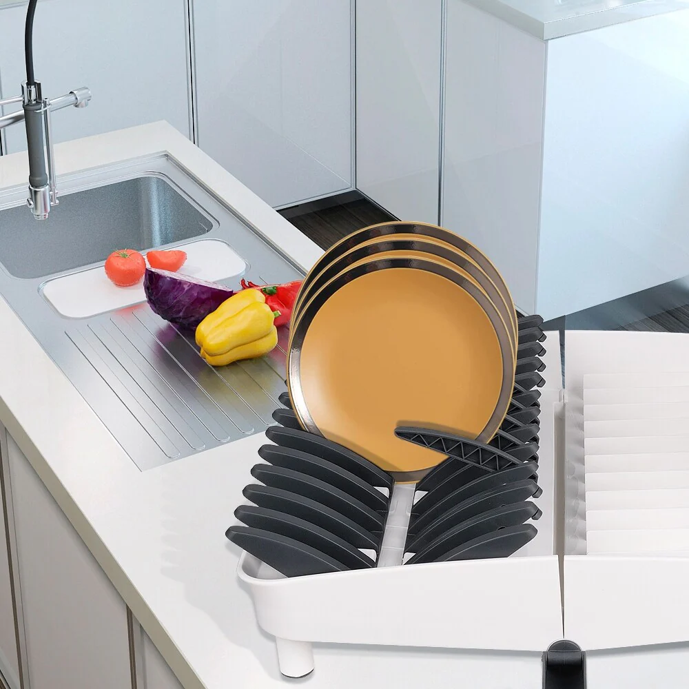 Foldable Countertop Dish Drying Rack with Drainer - 16.5