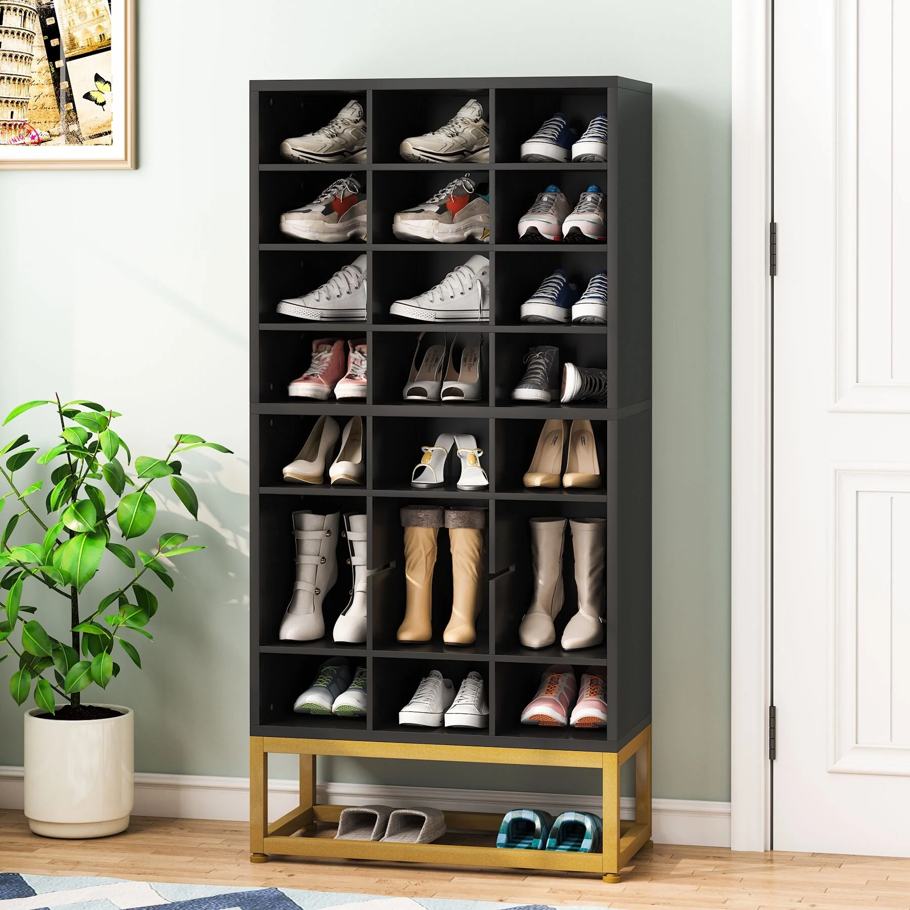 8-tier Shoe Storage Cabinet Organizer Rack with 24 Cubbies