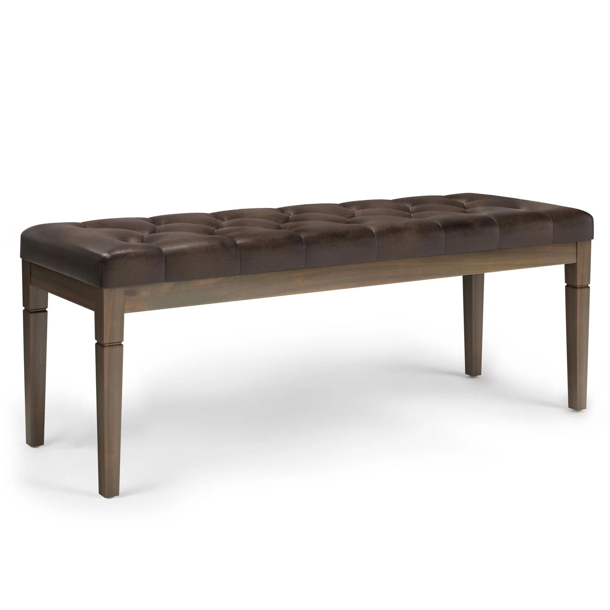 Hushed Upholstered Tufted Ottoman Bench with Carved Legs