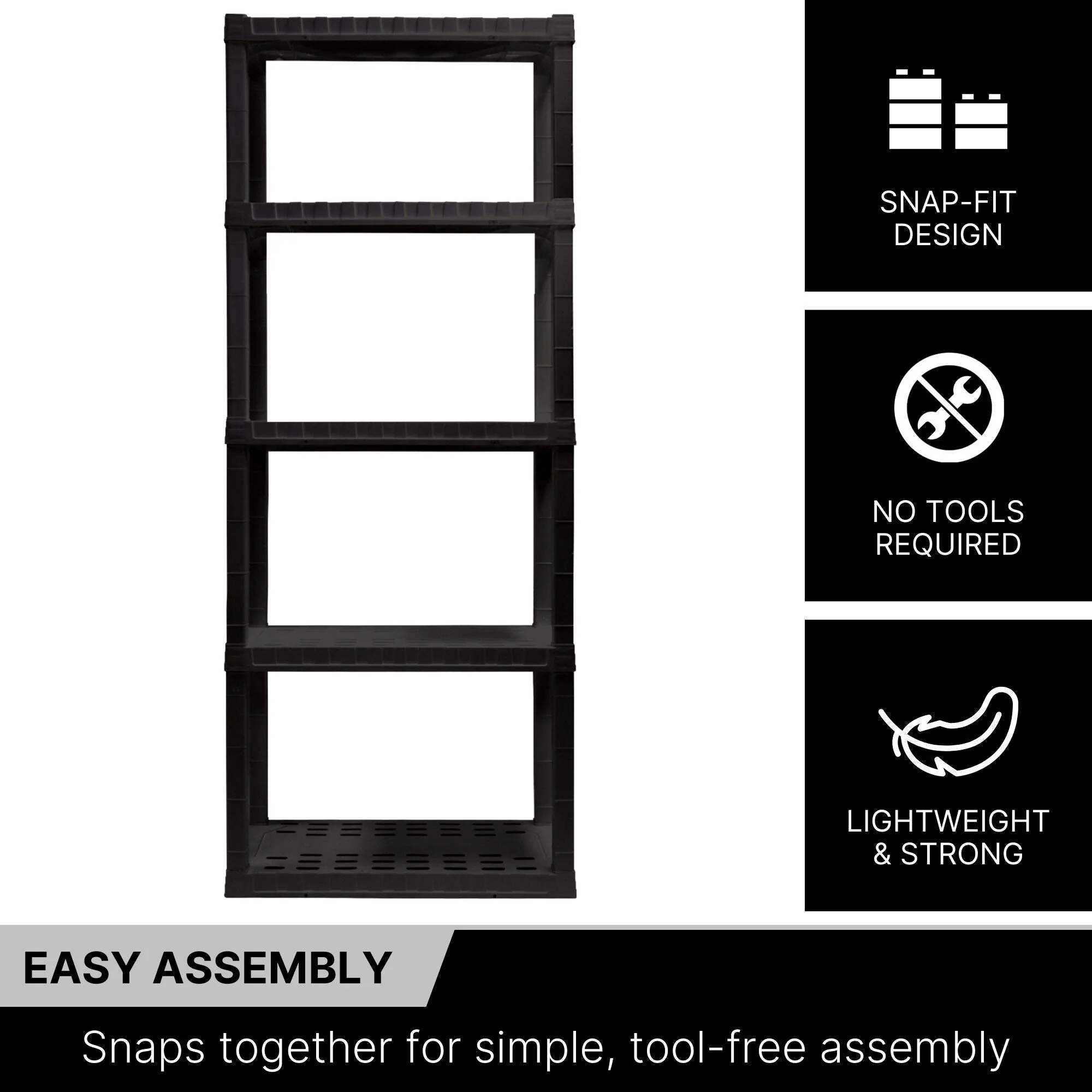 Oskar 5-Tier Heavy Duty Shelving Unit W30 x D14 x H75 Home Storage Black