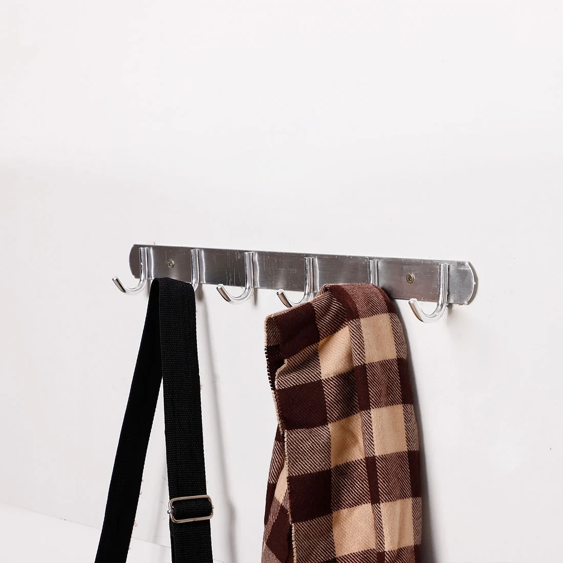 Wall Mounted Hooks Rack Metal Hat Towel Clothes Coat Hook Hanger - Silver Tone