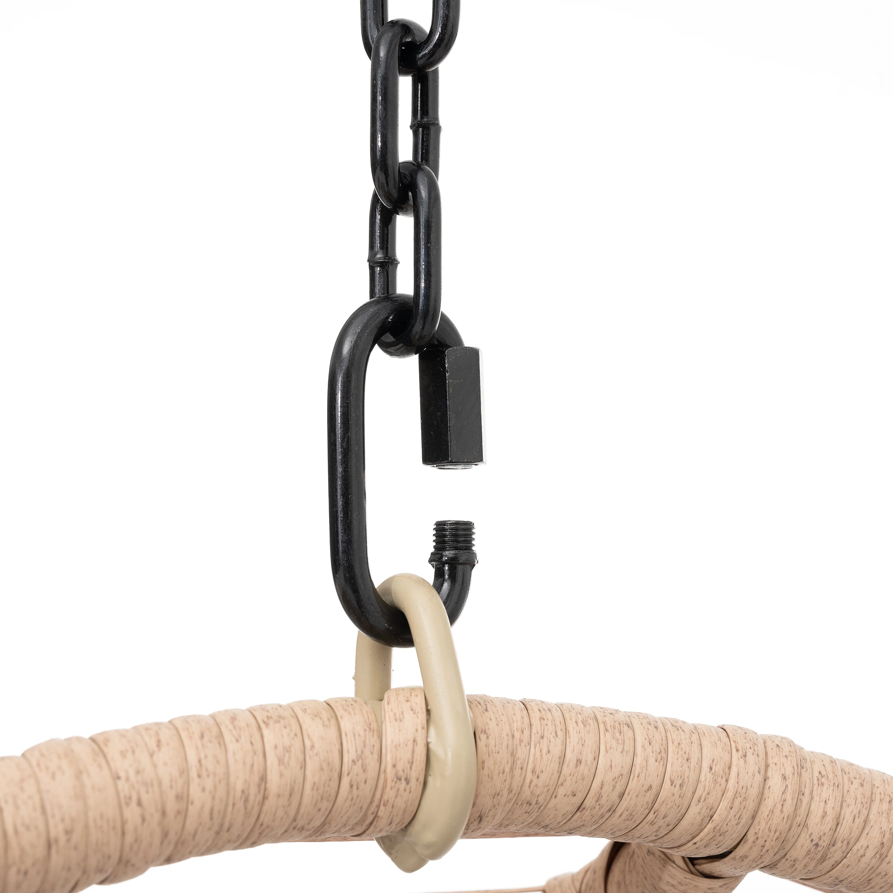 Outdoor Swing Egg Chair with Beige Cushion