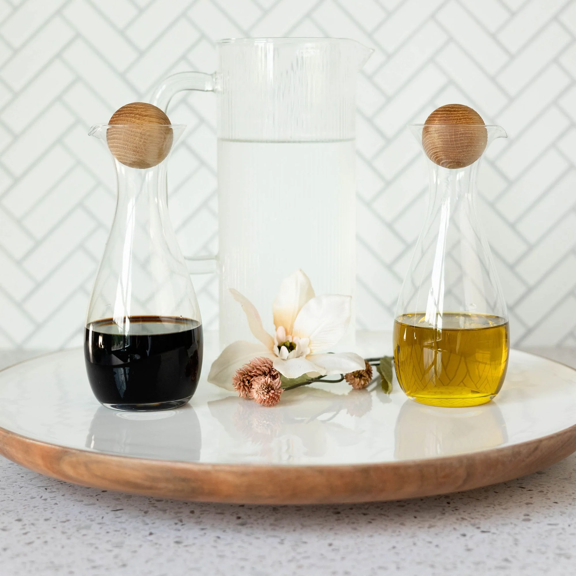 Jeanne Fitz Wood + White Collection Acacia Wood Lazy Susan, 16 inches