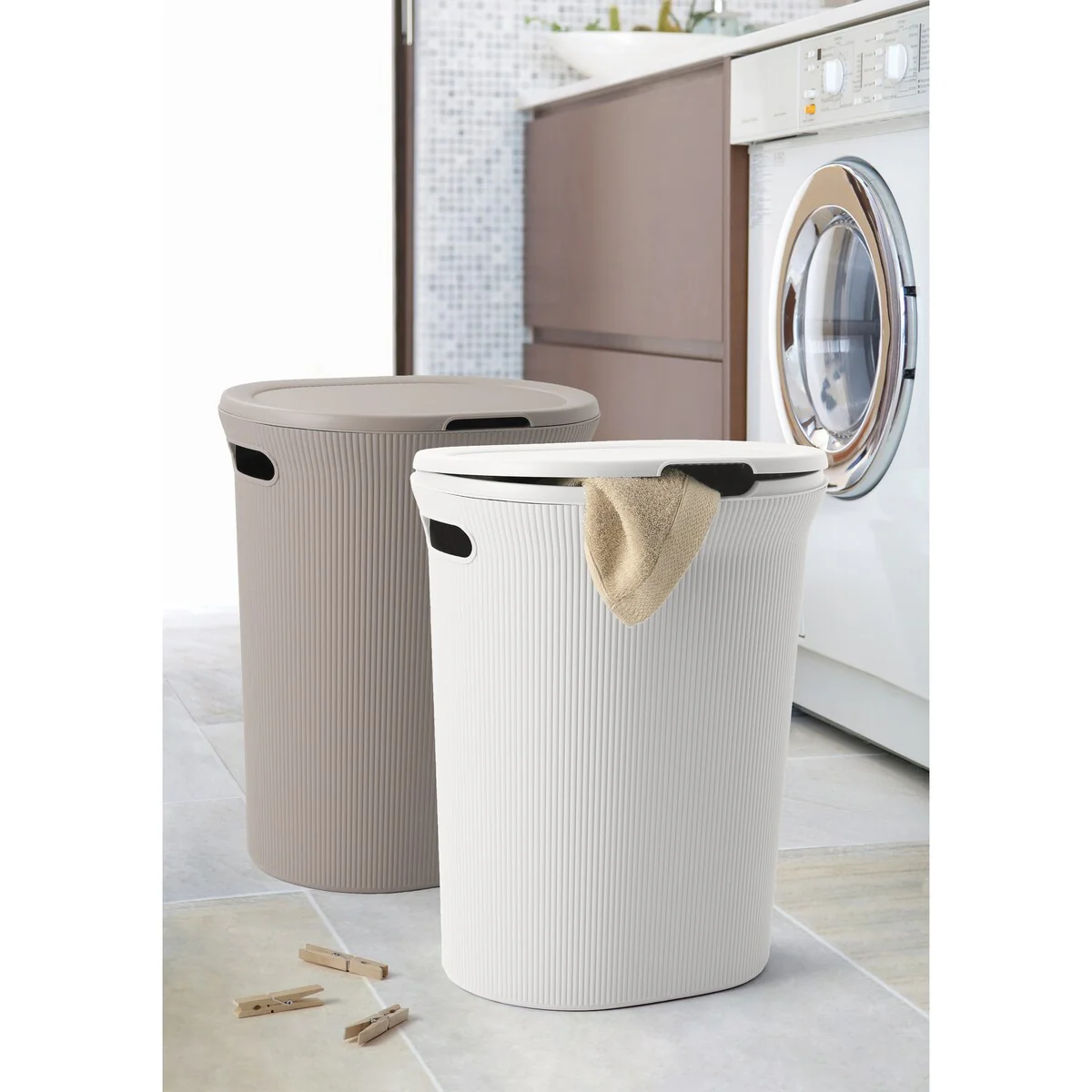 Ribbed Laundry Basket 35 Liter Lilac - 40 Liter