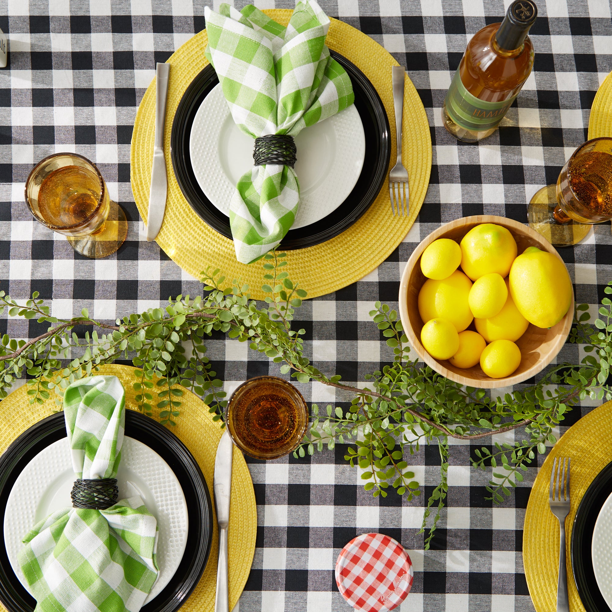 Black/White Checkers Tablecloth