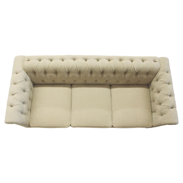 Neillsville 81" Linen Rolled Arm Chesterfield Sofa