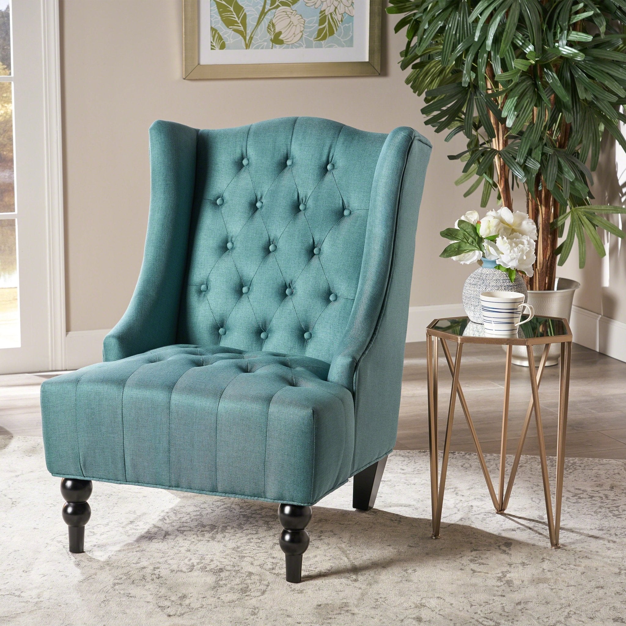 Dawned Upholstered Accent Chair with Button Tufting and Wing Back