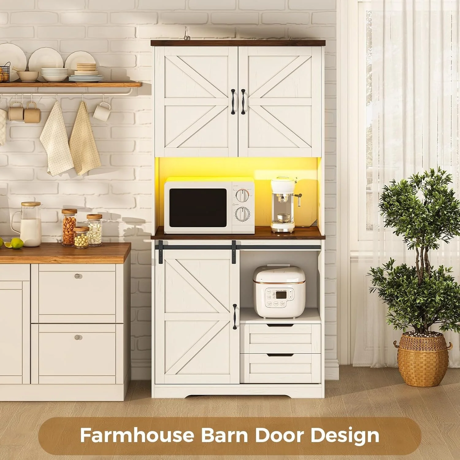 Farmhouse Kitchen Storage Cabinet Pantry Cabinet Home Bar