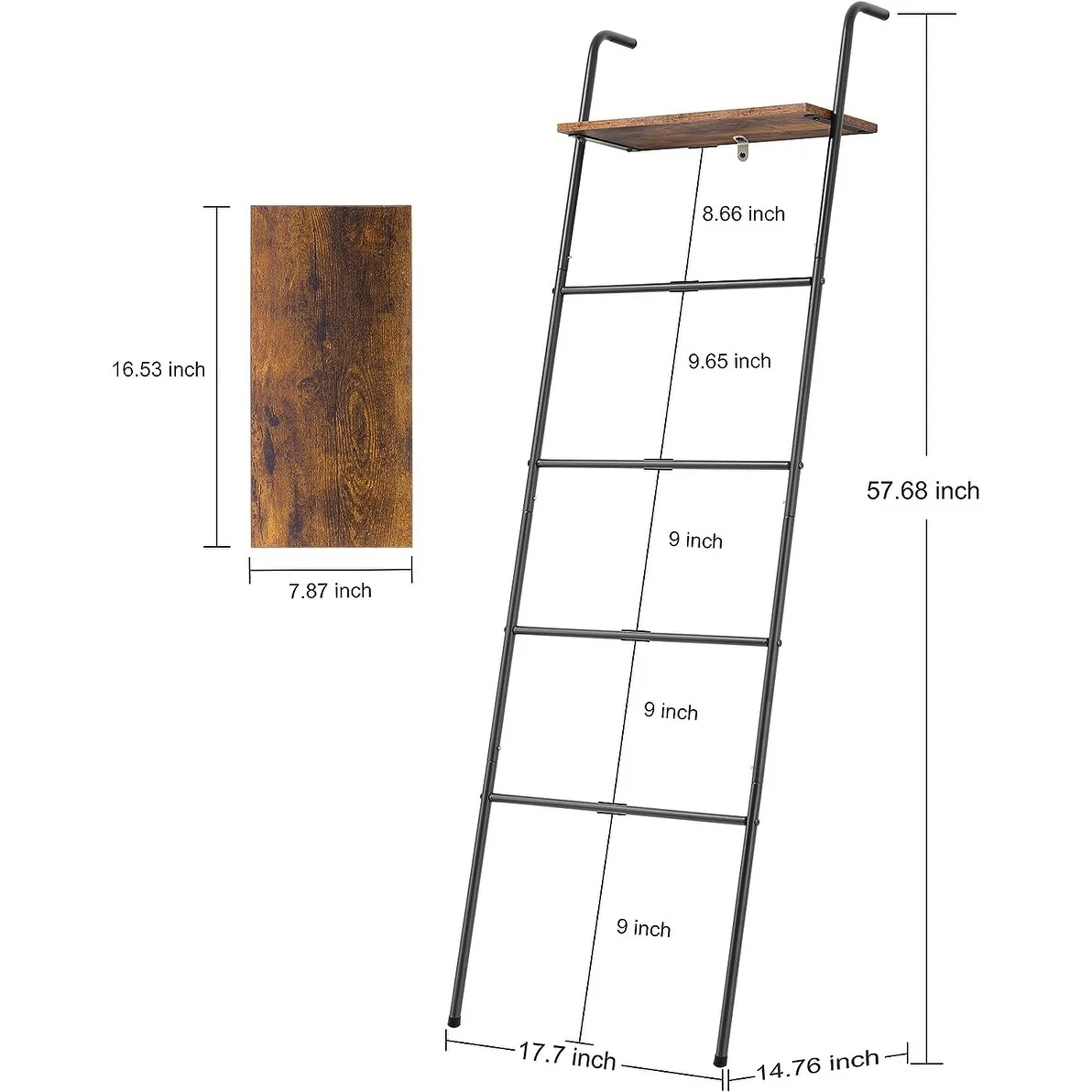 5 Layer Wall-Leaning Blanket Ladder with Shelf - 1PCS