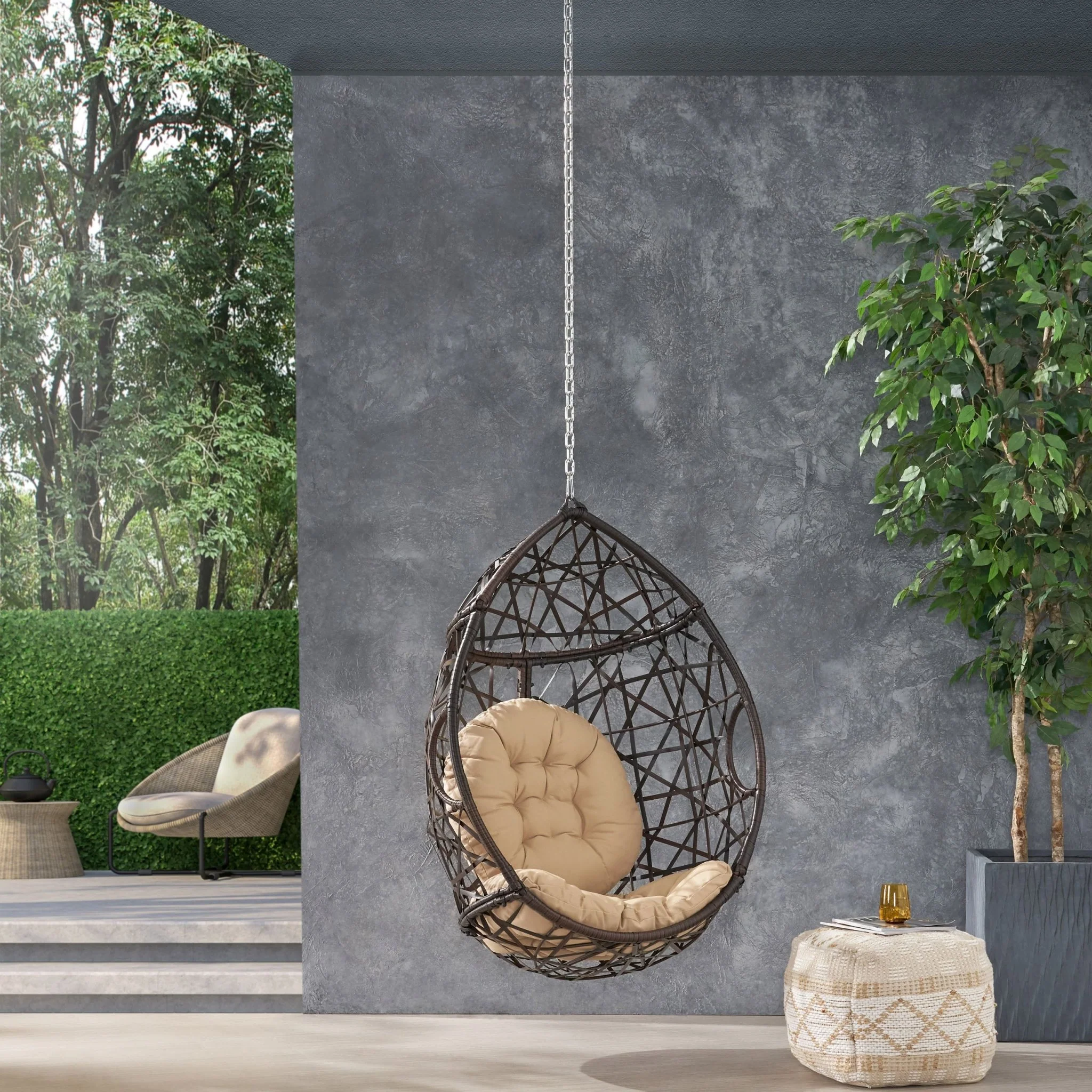 Celestia Outdoor Hanging Chair with 8ft Chain and Egg Shape