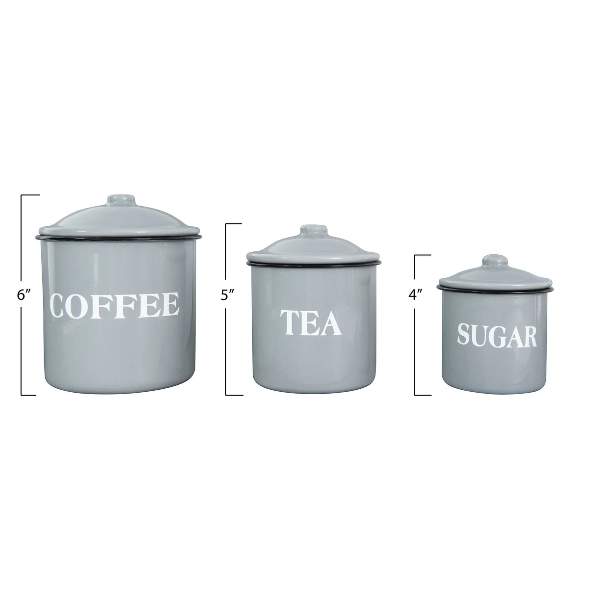 Metal Containers with Lids, Coffee, Tea, Sugar