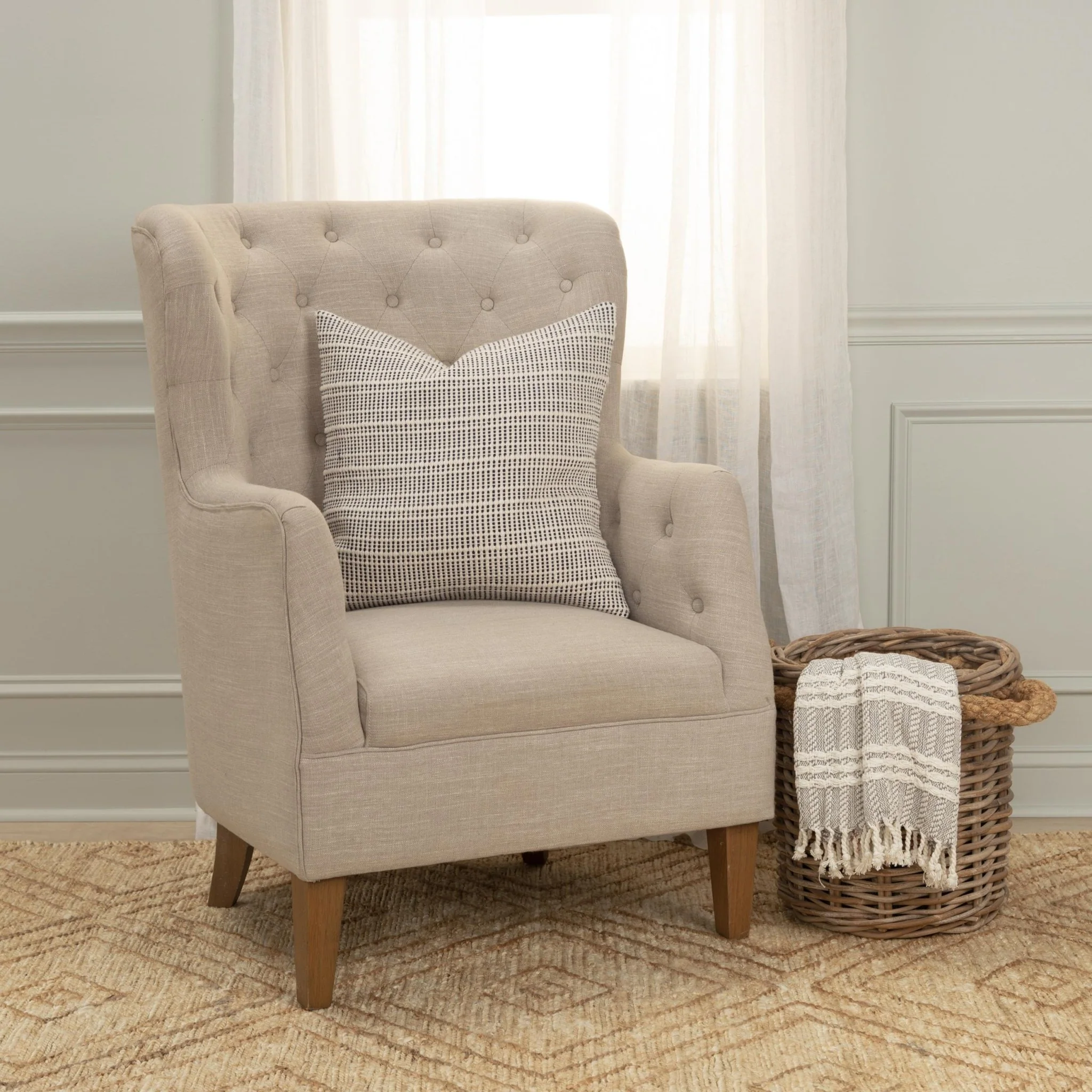 Woven Cotton stripe Decorative Throw Pillow