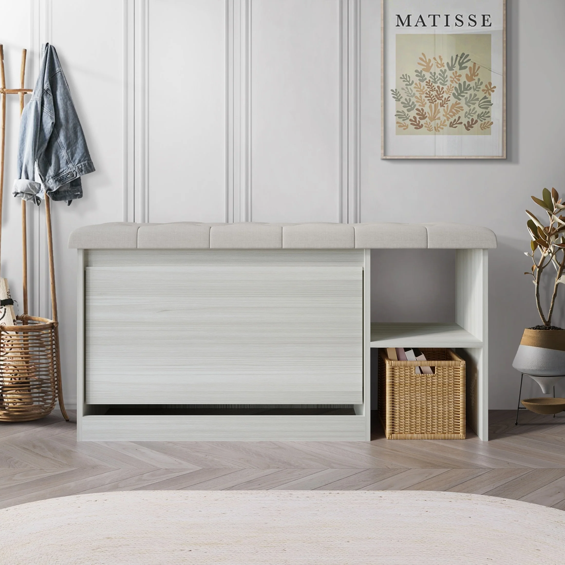 CraftPorch Multifunctional Flip-Drawer Storage Shoes Bench