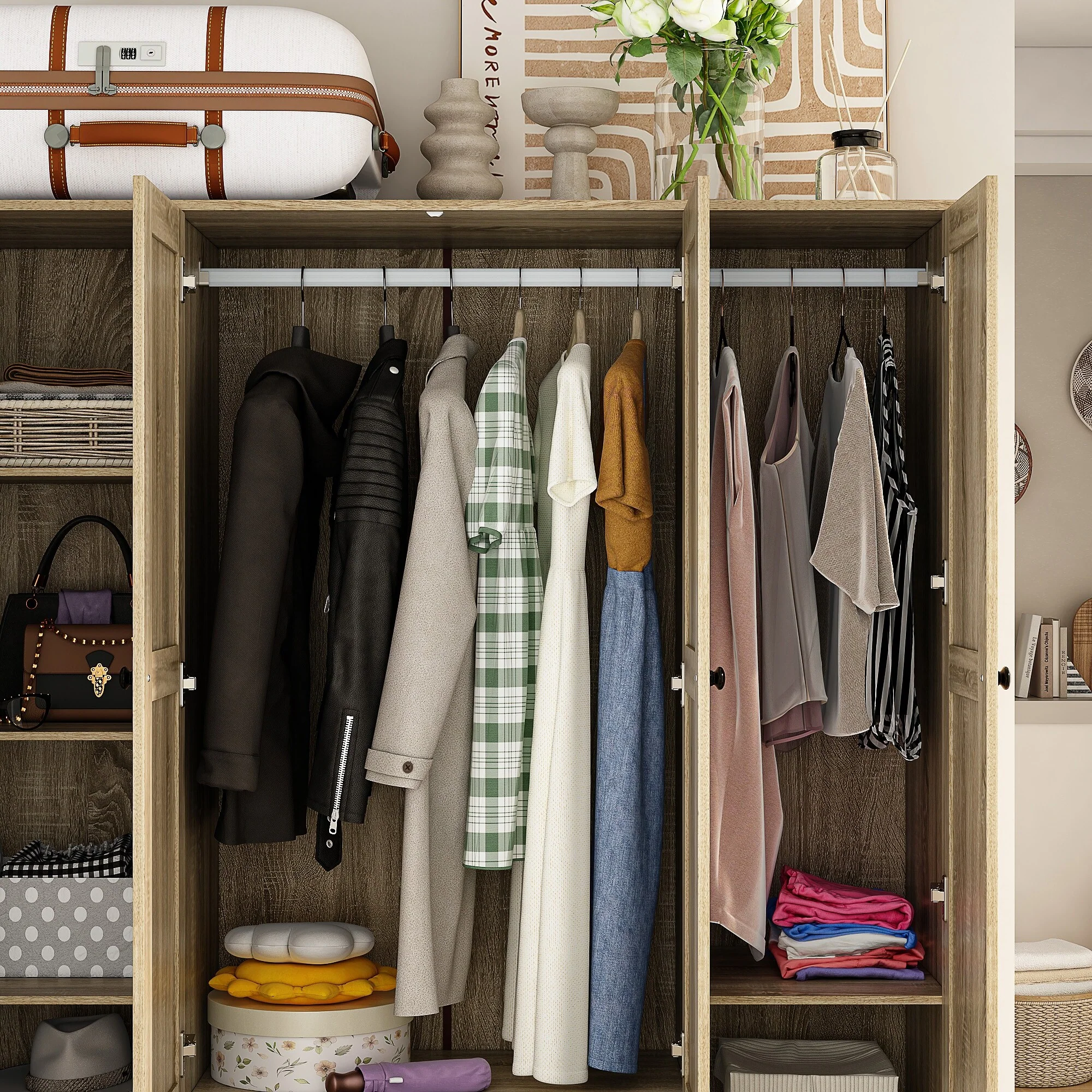 Contemporary Modern Freestanding Wardrobe Armoire Closet, 70