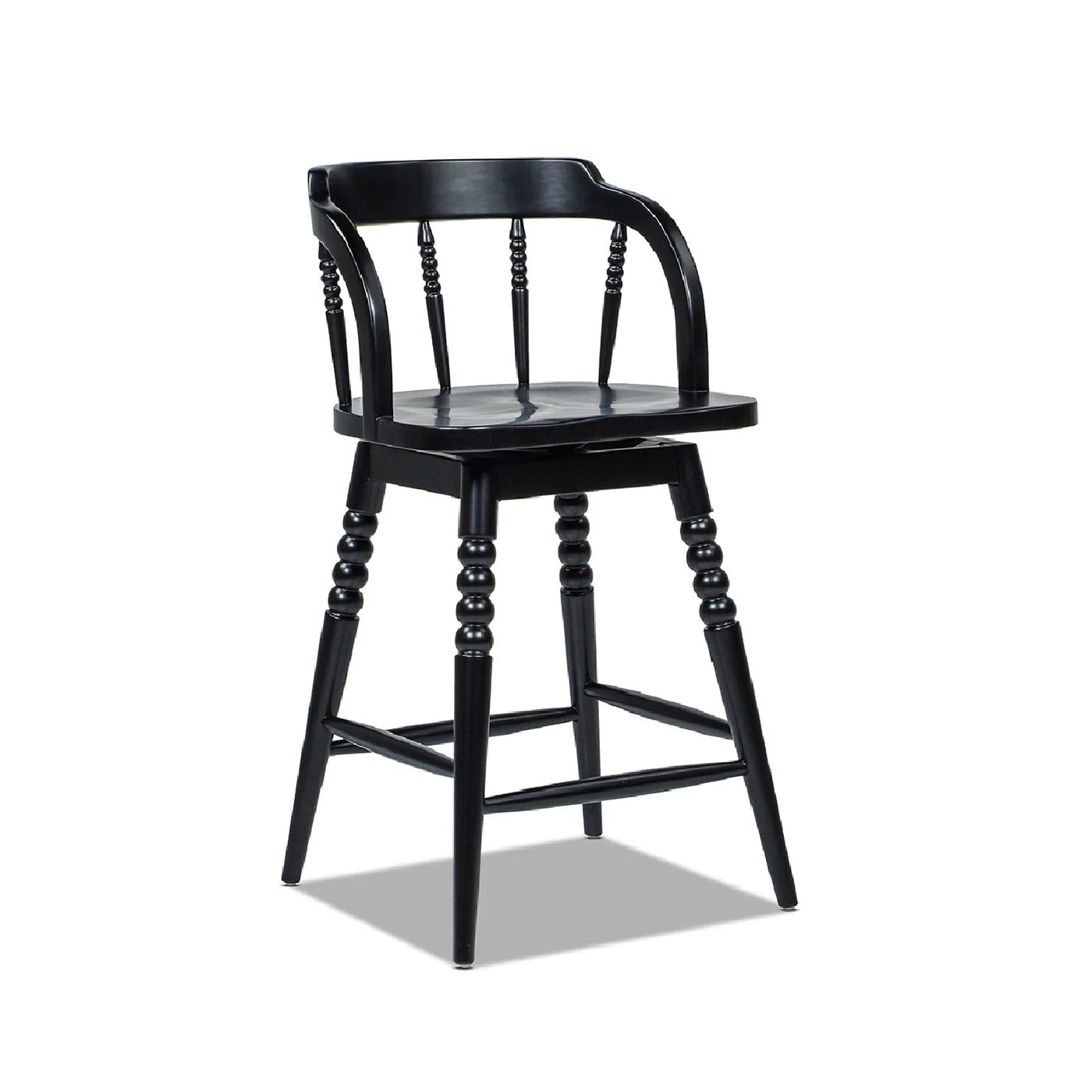 Counter Stool with Spindle Low-Back and Footrest