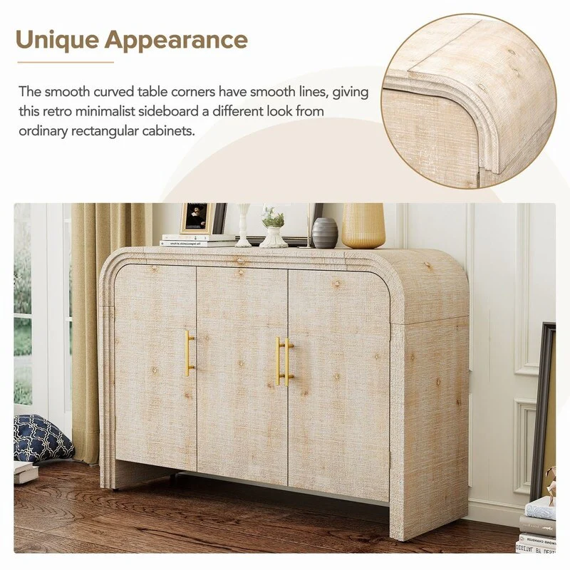 47.2''W Sideboard with Gold Handles and Adjustable Dividers - N/A