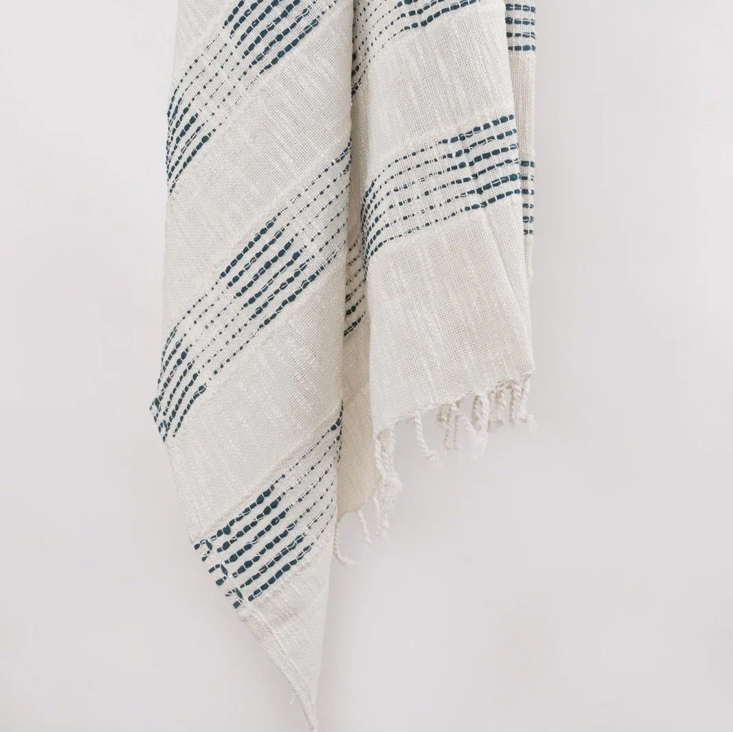 Hand loomed Stripe 95% Cotton, 5 % Acrylic Throw