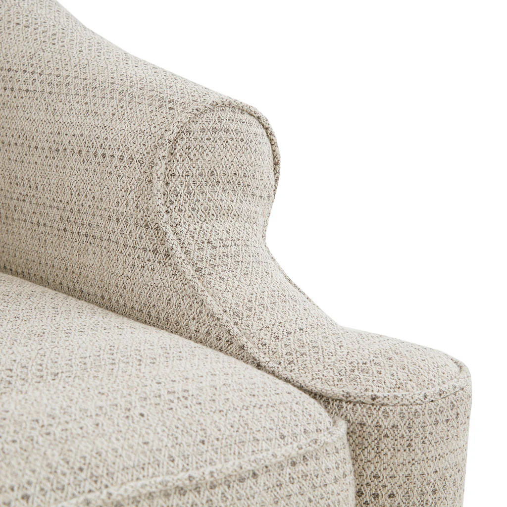 Upholstered Swivel Chair with Recessed Arms and Tight Back
