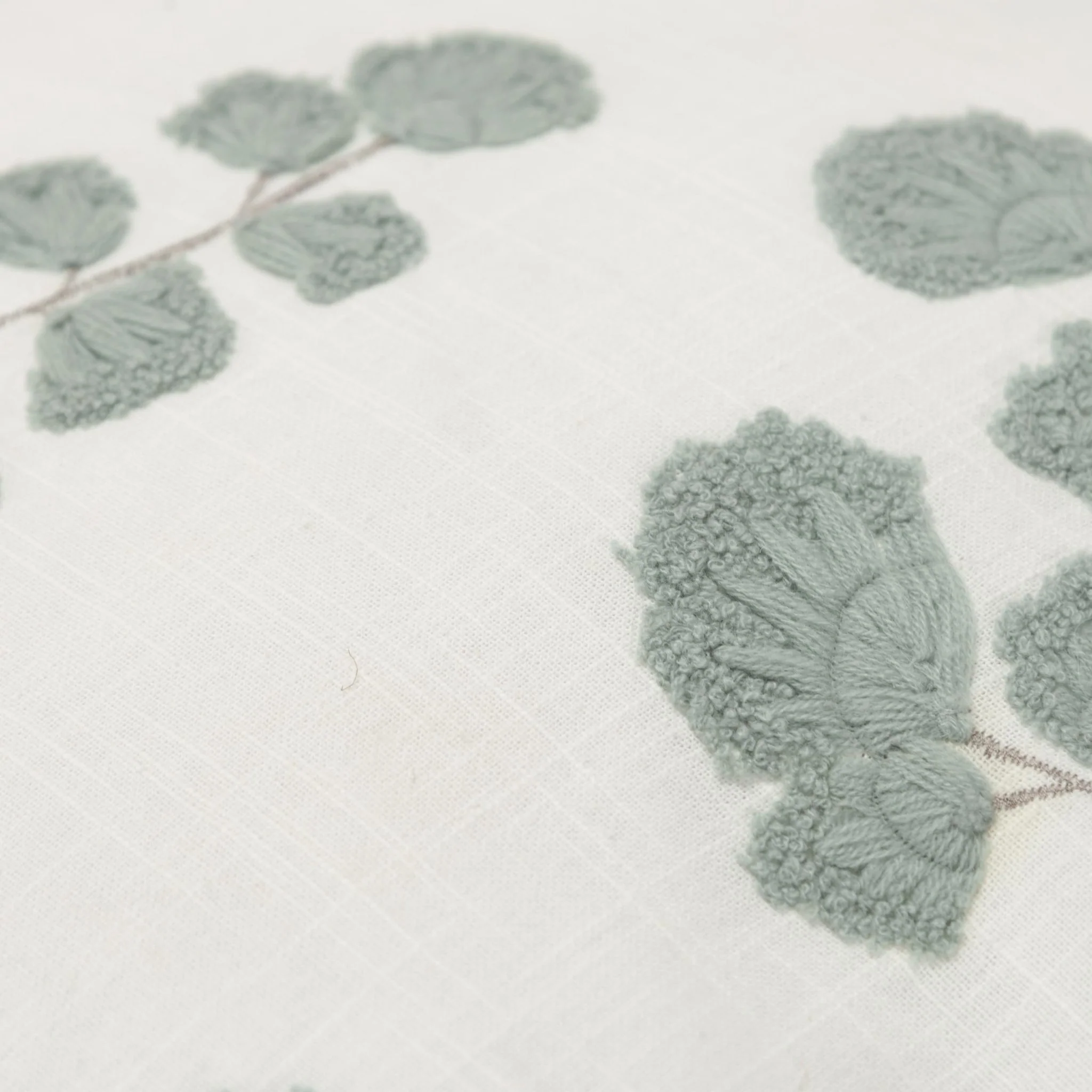 Embroidered Cotton Botanical  Decorative Throw Pillow