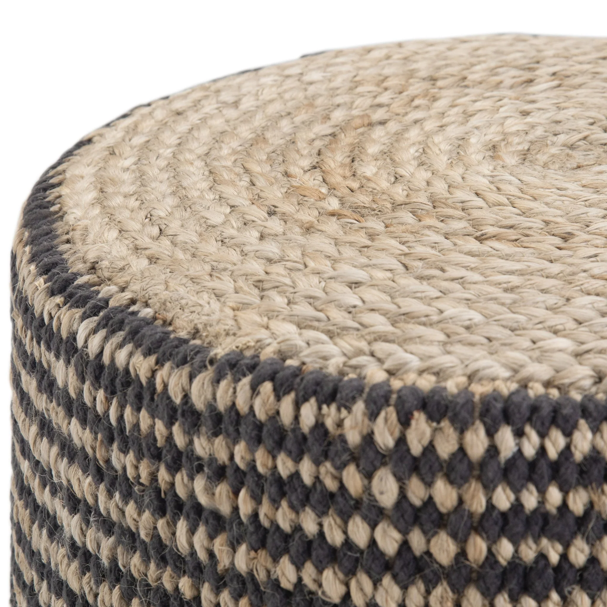 Multi-functional Handcrafted Round Pouf with Hand Braided Jute