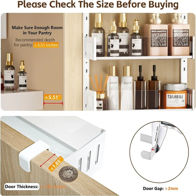 6Tier Over the Door Pantry Organizer with Sturdy Metal Shelves - 5.51