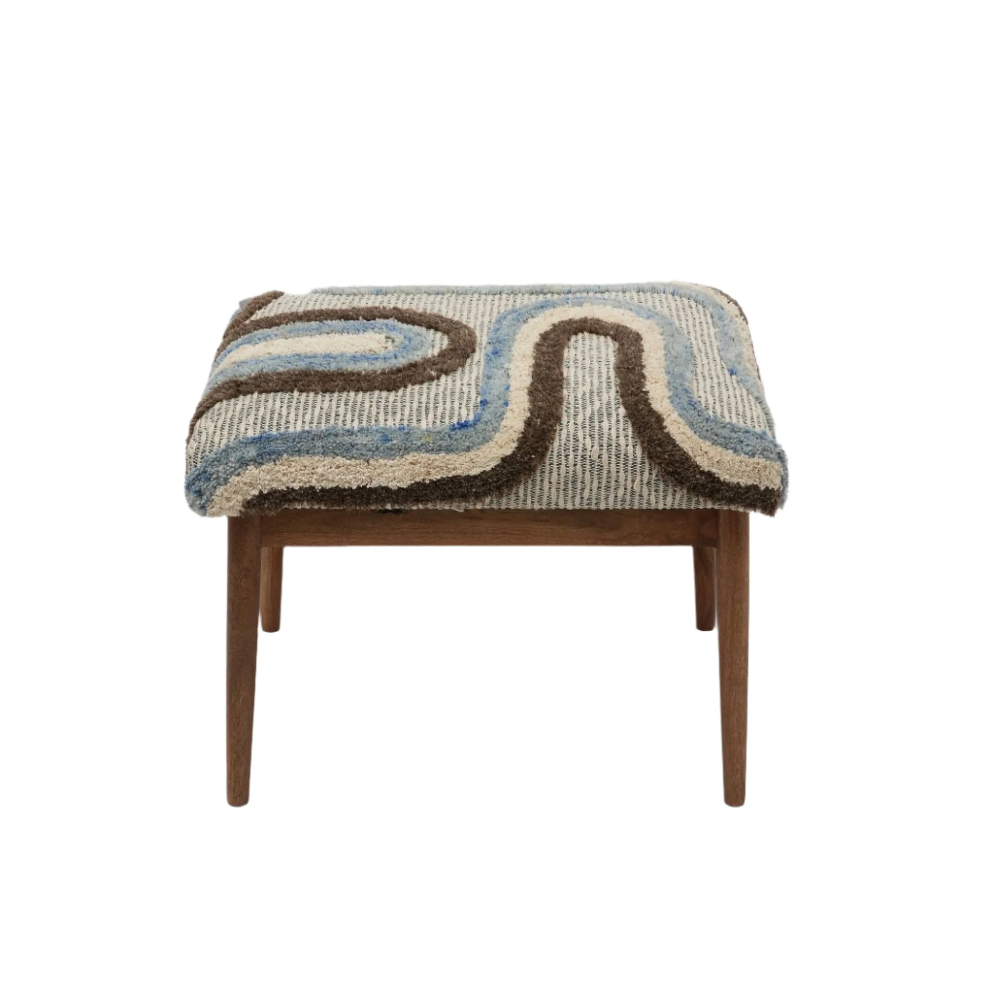 Tufted Upholstered Stool with Wooden Legs, Set of 2