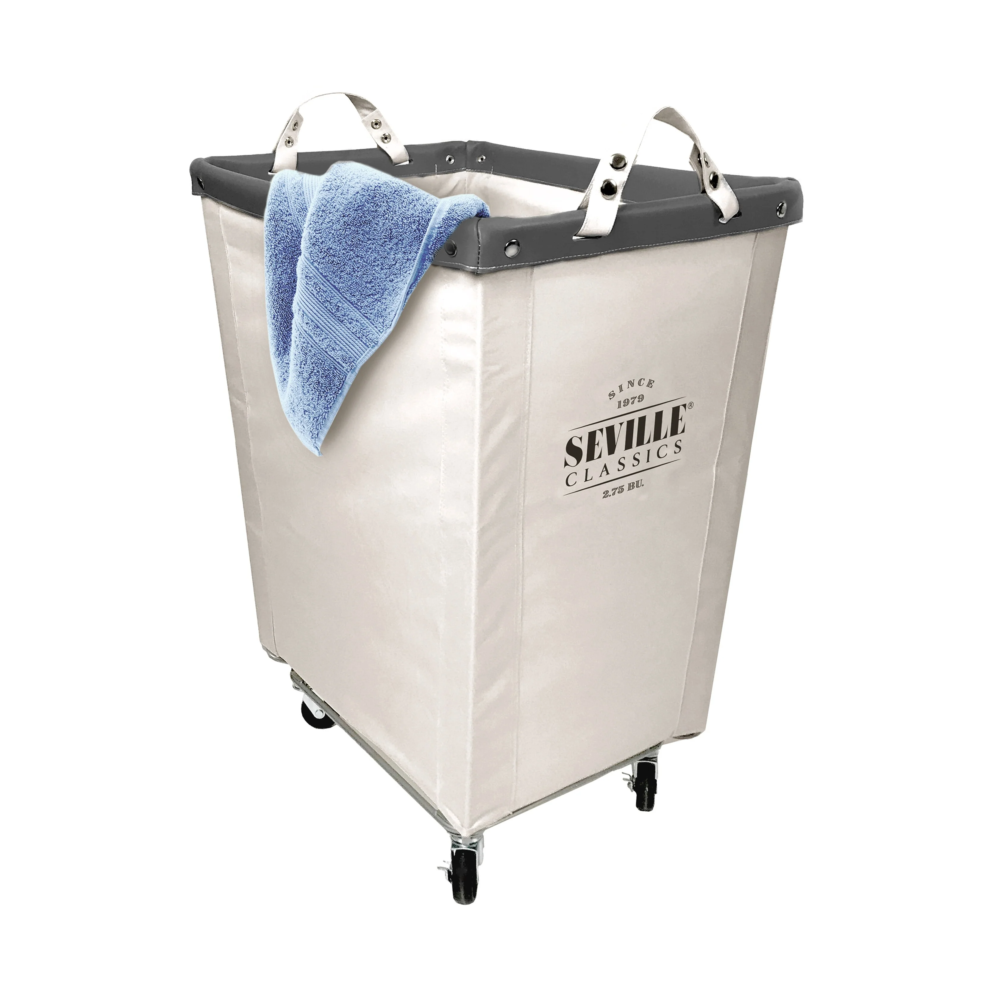 Seville Classics Commercial Grade Heavy-Duty Extra Large Canvas Laundry Basket Hamper with Wheels, 22