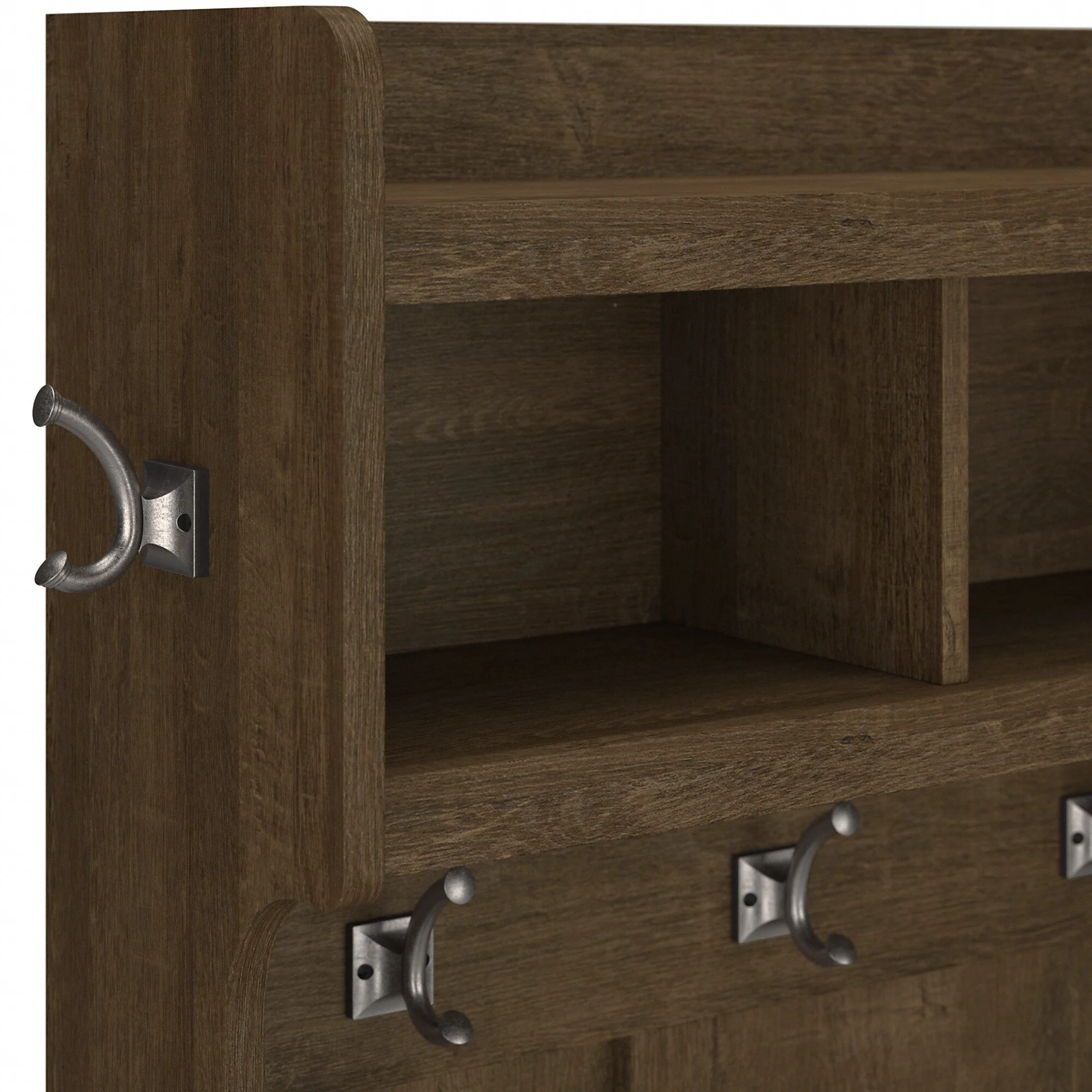 Woodland 40W Hall Tree and Shoe Bench with Shelves by Bush Furniture