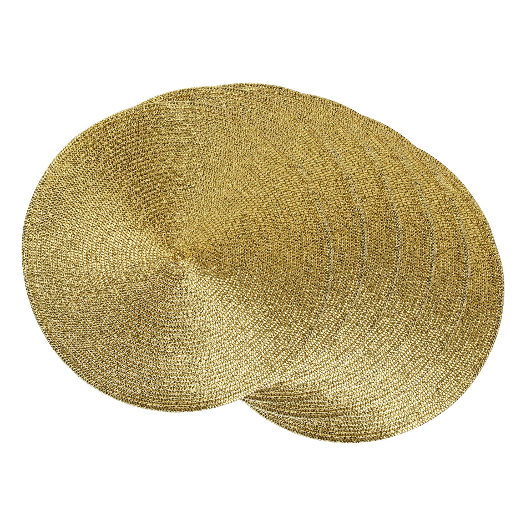 Metallic Gold Round Woven Placemats, Set Of 6