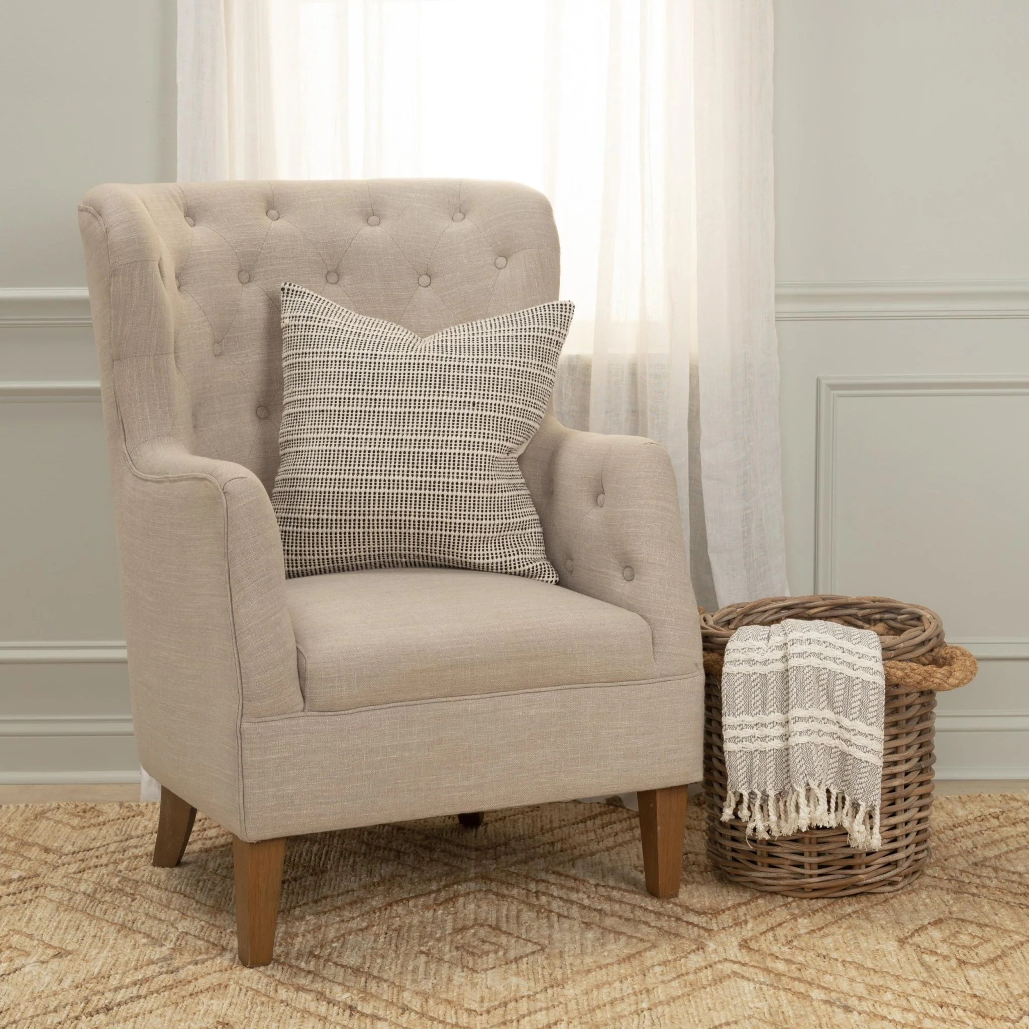 Woven Cotton stripe Decorative Throw Pillow