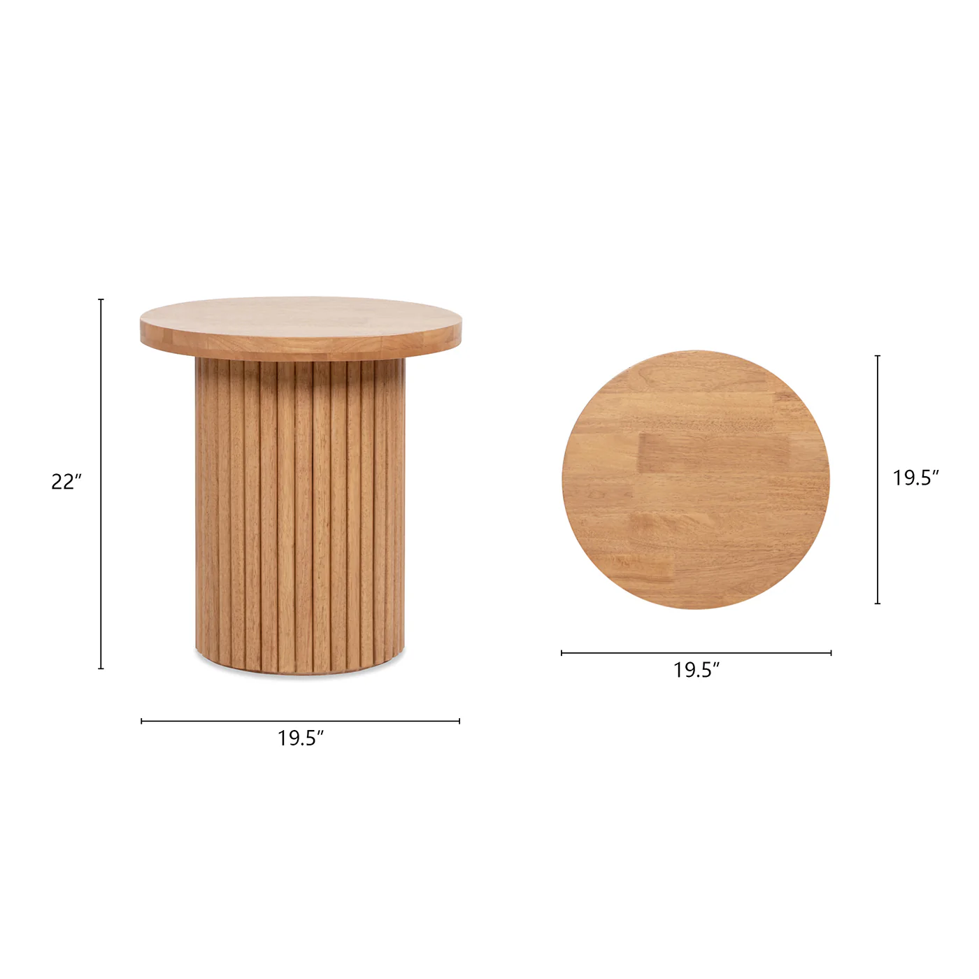Kenzie Fluted Pillar Round Side Table