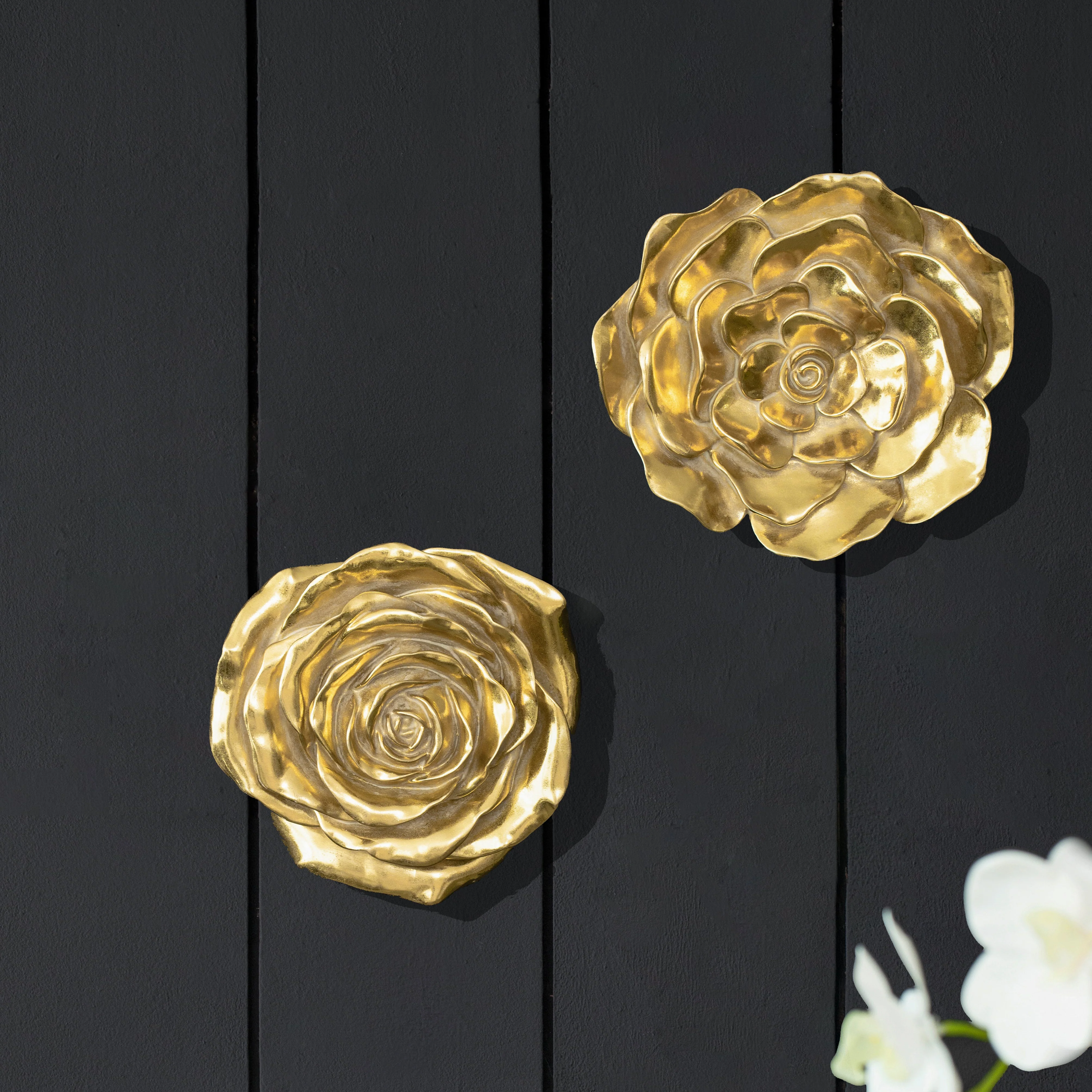 Resin Rose Hanging Wall Decor, Set of 2