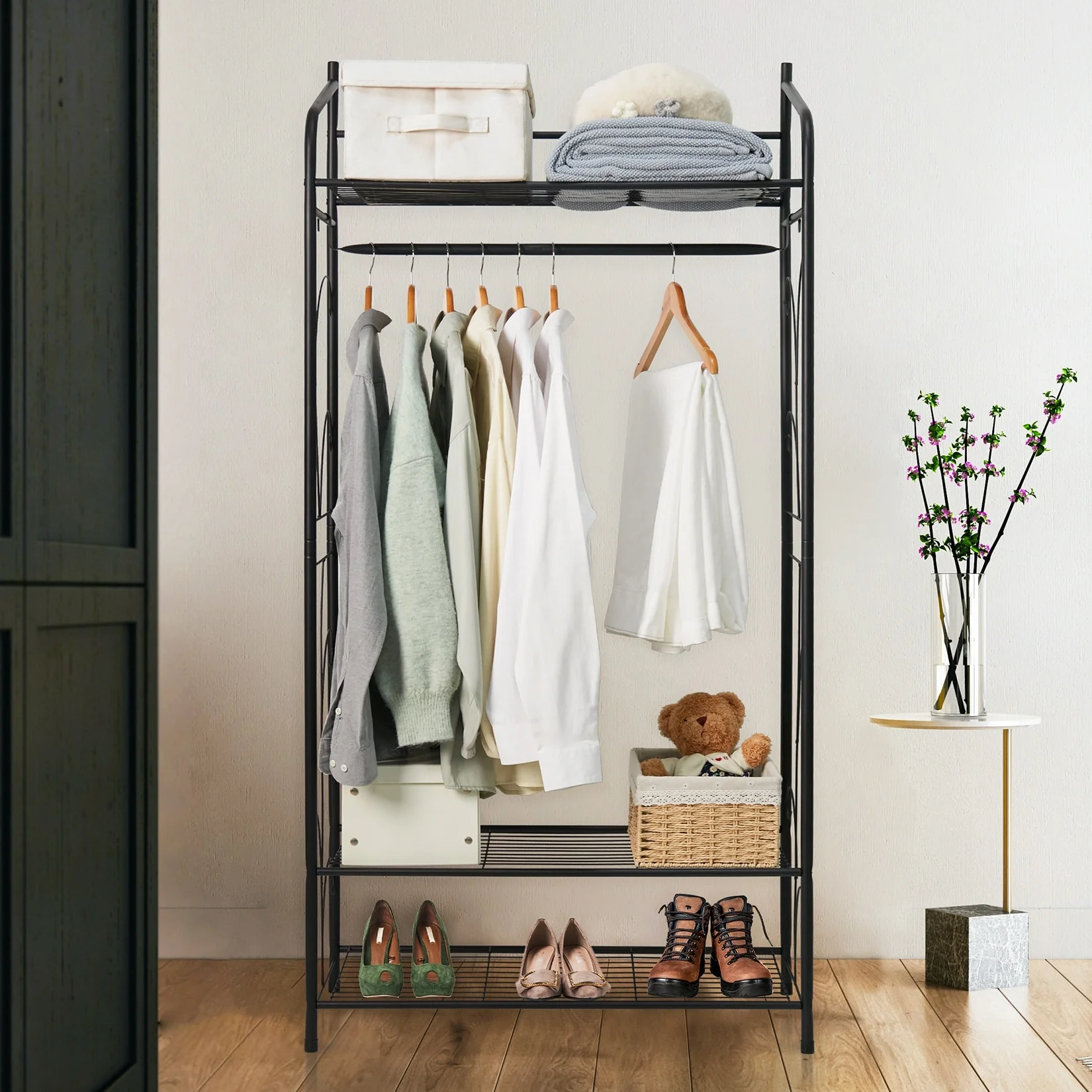 Garment Stand 3 Tiers Clothes Rack Wire Shelving Freestanding Closet - 31x14.2x63.3 inch